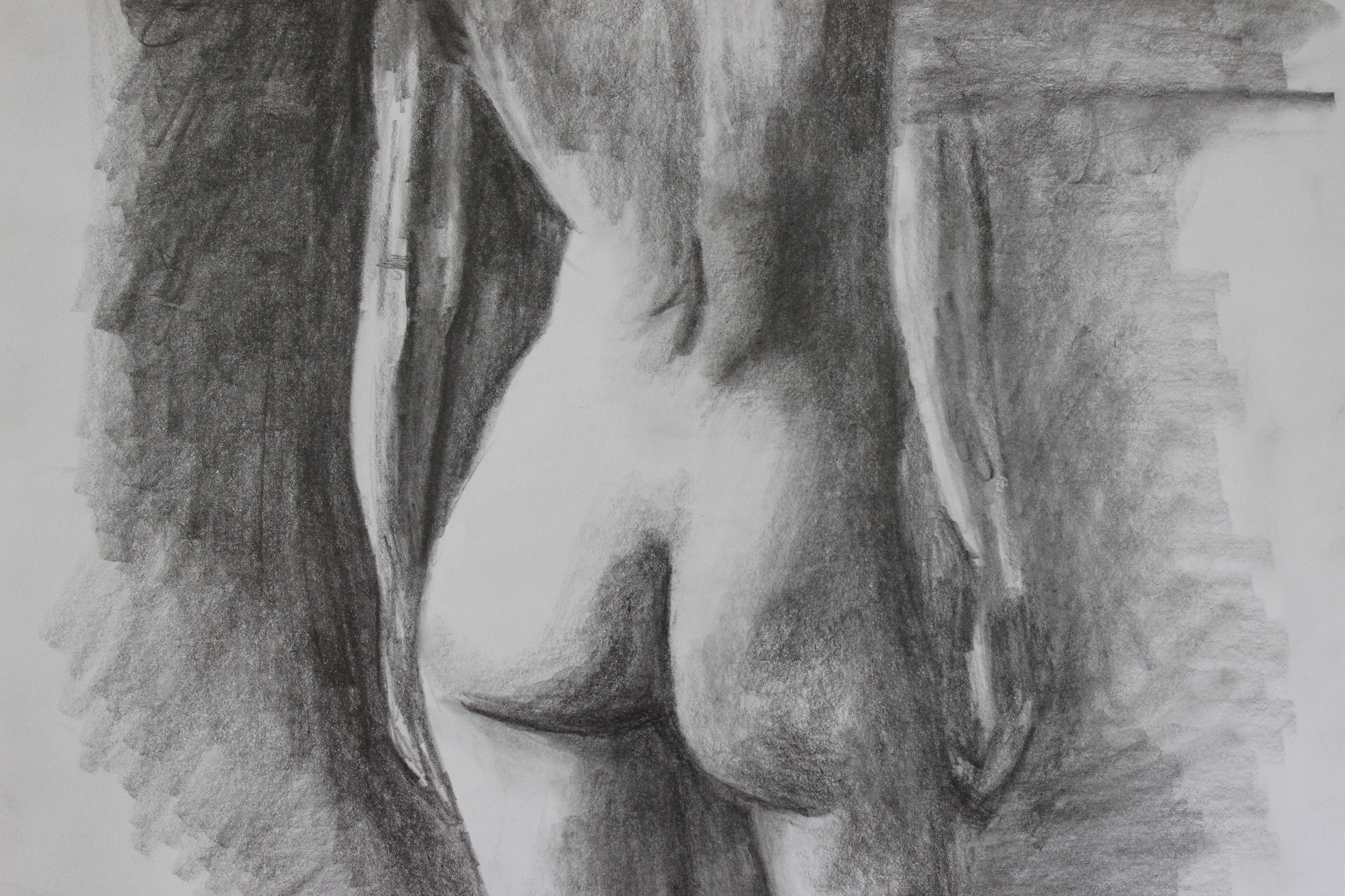 nude back graphite figure drawing