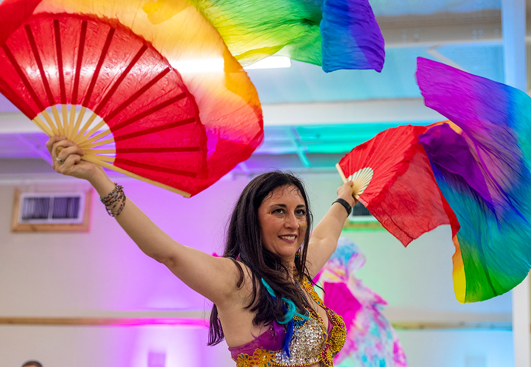 A bellydancer performs during the New Braunfels Pride festival on June 8, 2024. BLAINE YOUNG | Herald-Zeitung