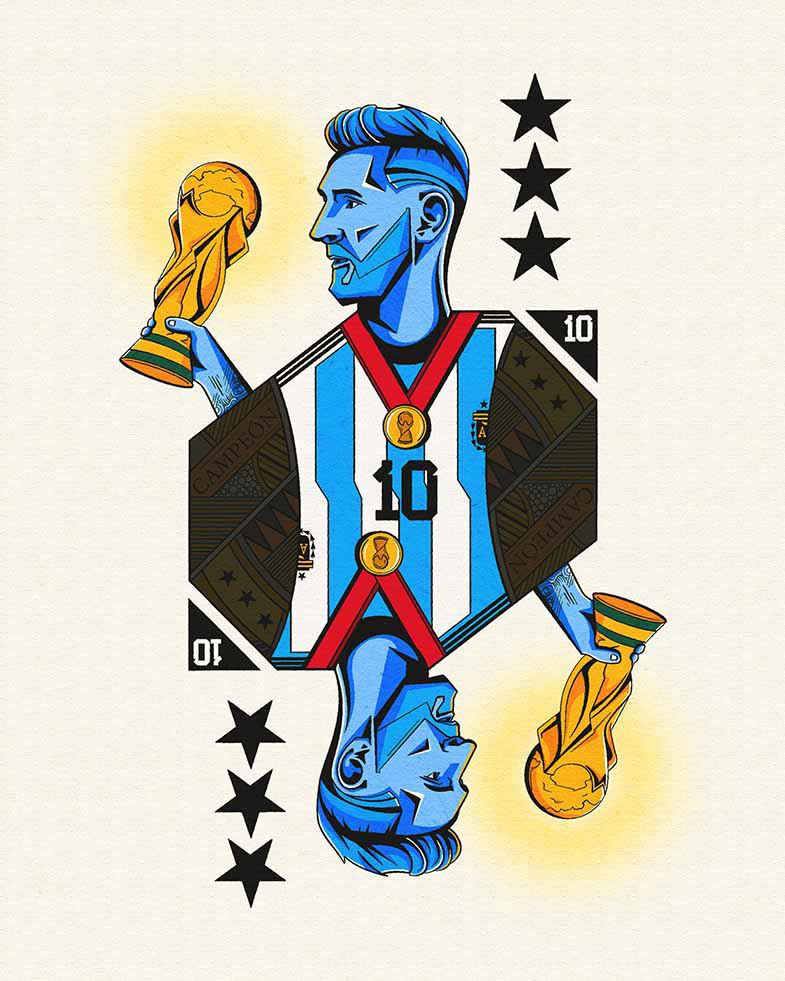 Lionel Messi winning Argentina their third star