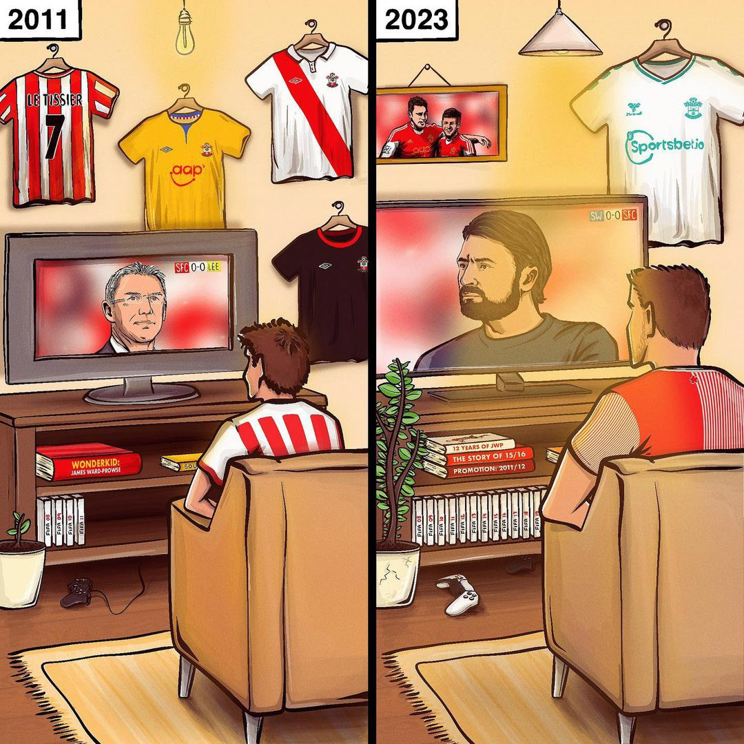 A Southampton fan in 2011 vs 2023