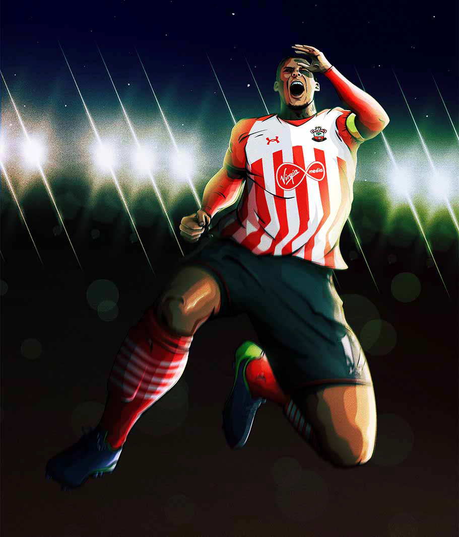 Virgil van Dijk celebrating his goal vs Inter Milan, 2016
