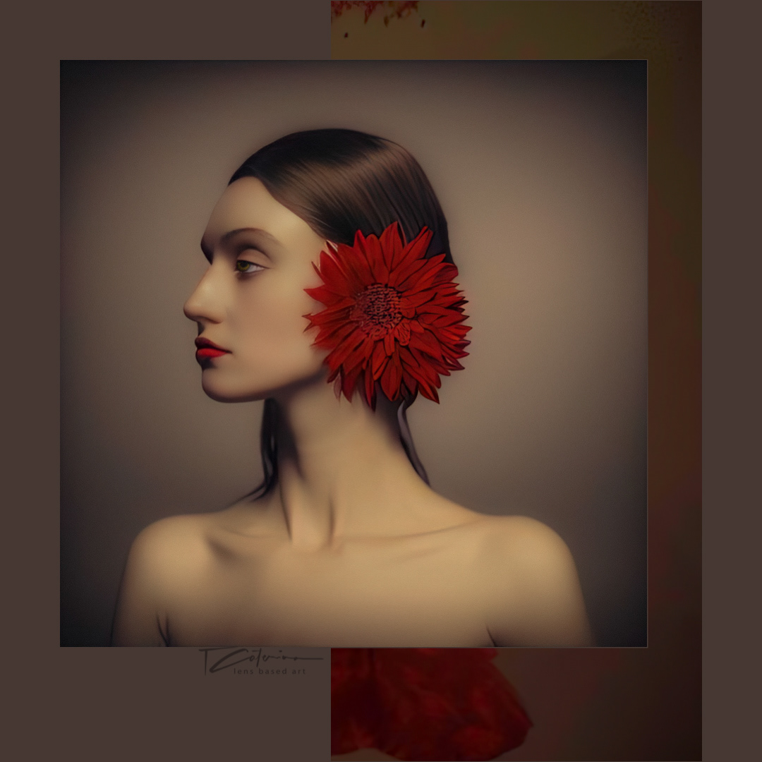 . she wore flowers in her hair and carried magic secret in her eyes .