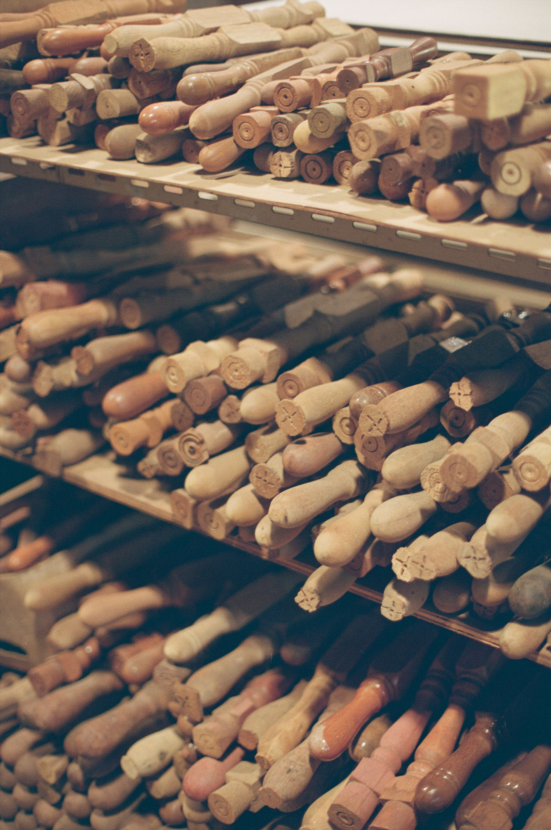 Old stock of ship wheel spokes