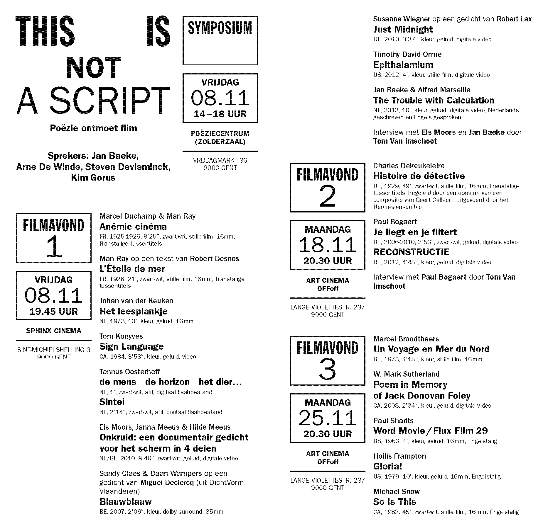 Outtake from the program brochure of 'This is not a script'. Graphic design by Joris Verdoodt.