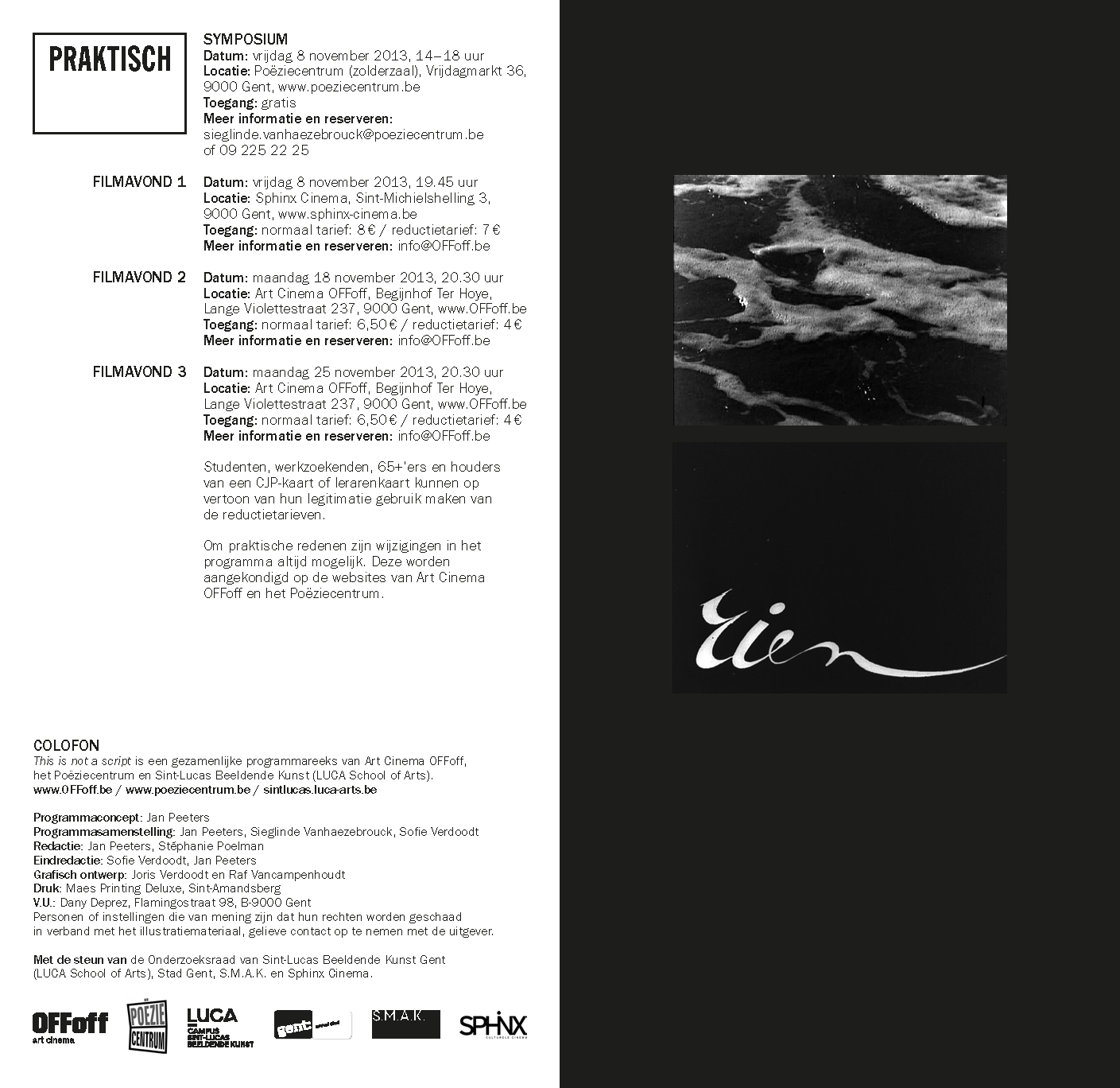 Outtake from the program brochure of 'This is not a script'. Graphic design by Joris Verdoodt.