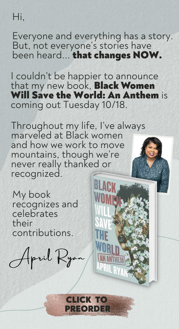 Ecard for the promotion of April Ryan's new book, "Black Women Will Save the World."