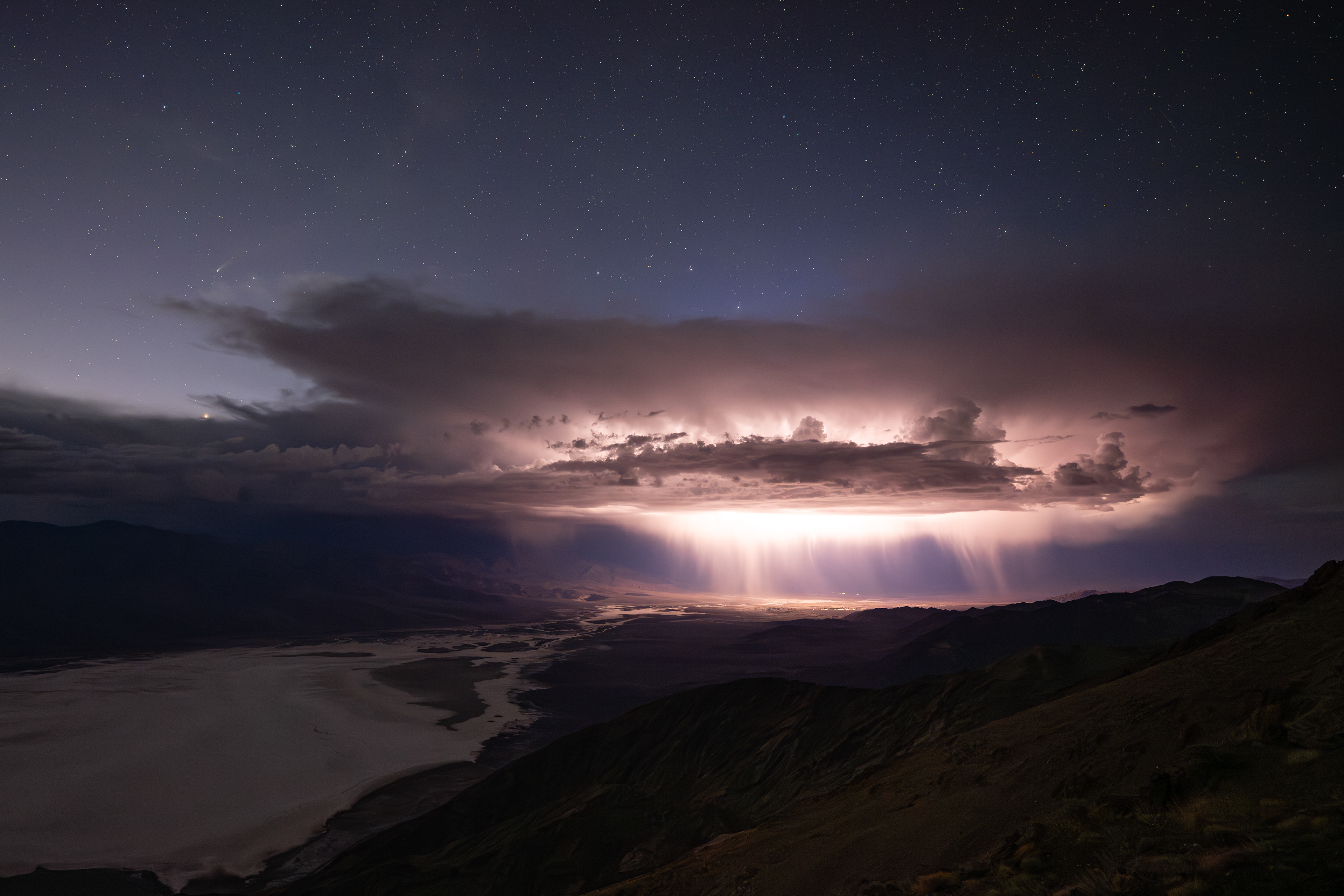 Death Valley Lightning Storm w/comet Lemmon