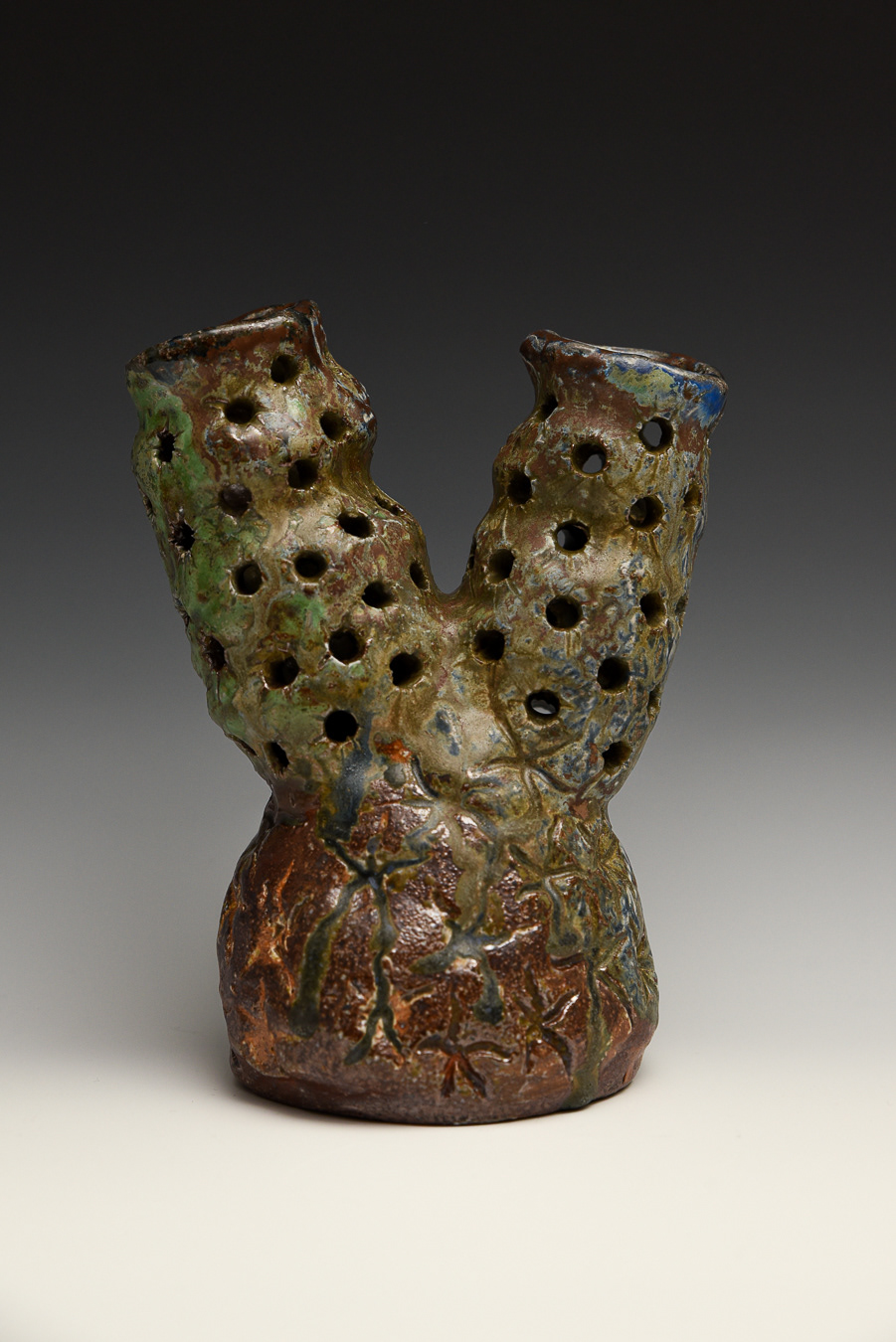 Coral Double Vase (soda fired), 2023