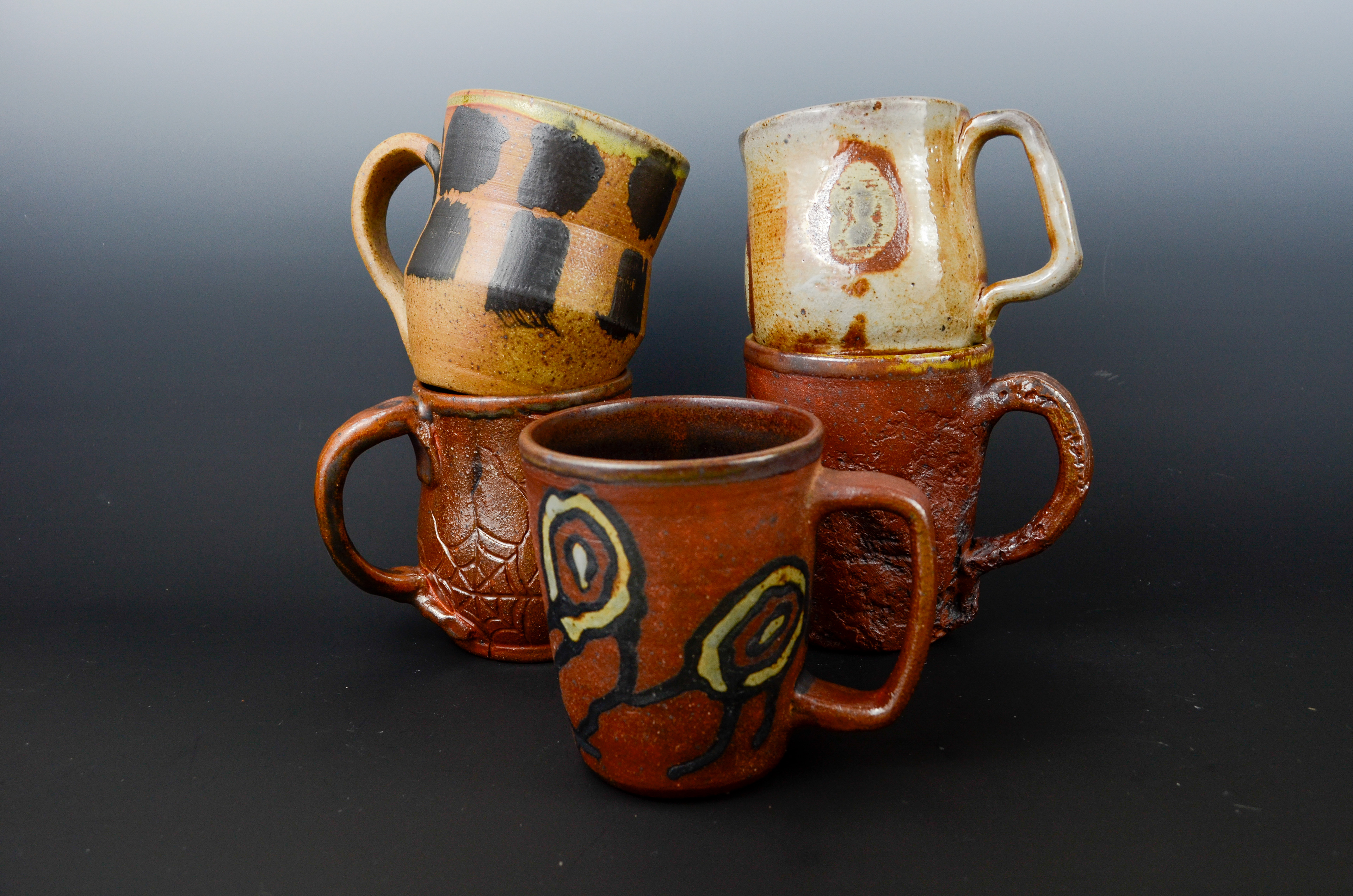 Soda Fired ^6 Mugs, 2024