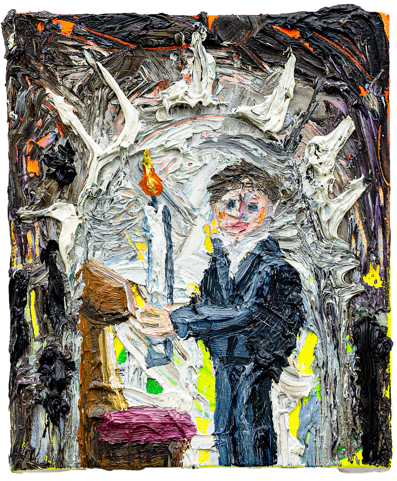 ich 2001, Oil on canvas, 17 x 22 x 4 cm, 2021