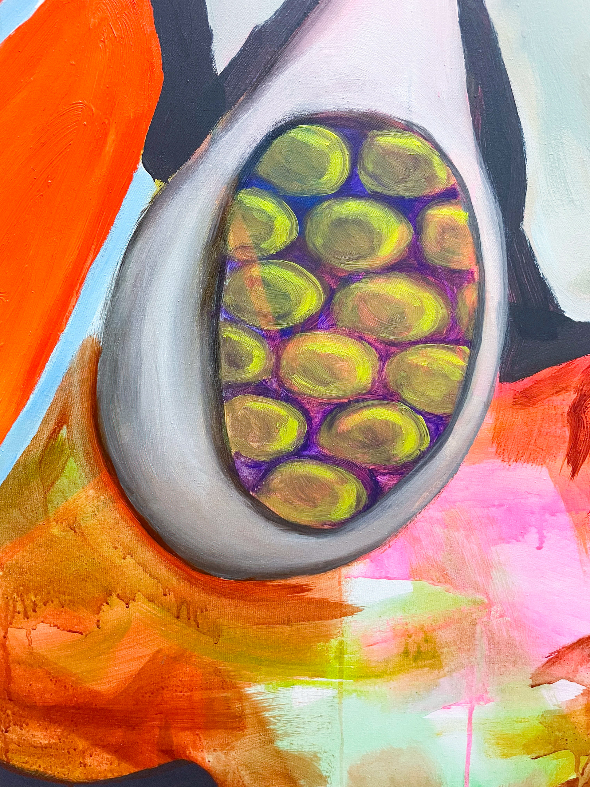 Füße, 2026, Acryl auf Leinwand, 70 × 90 cm (Detail)