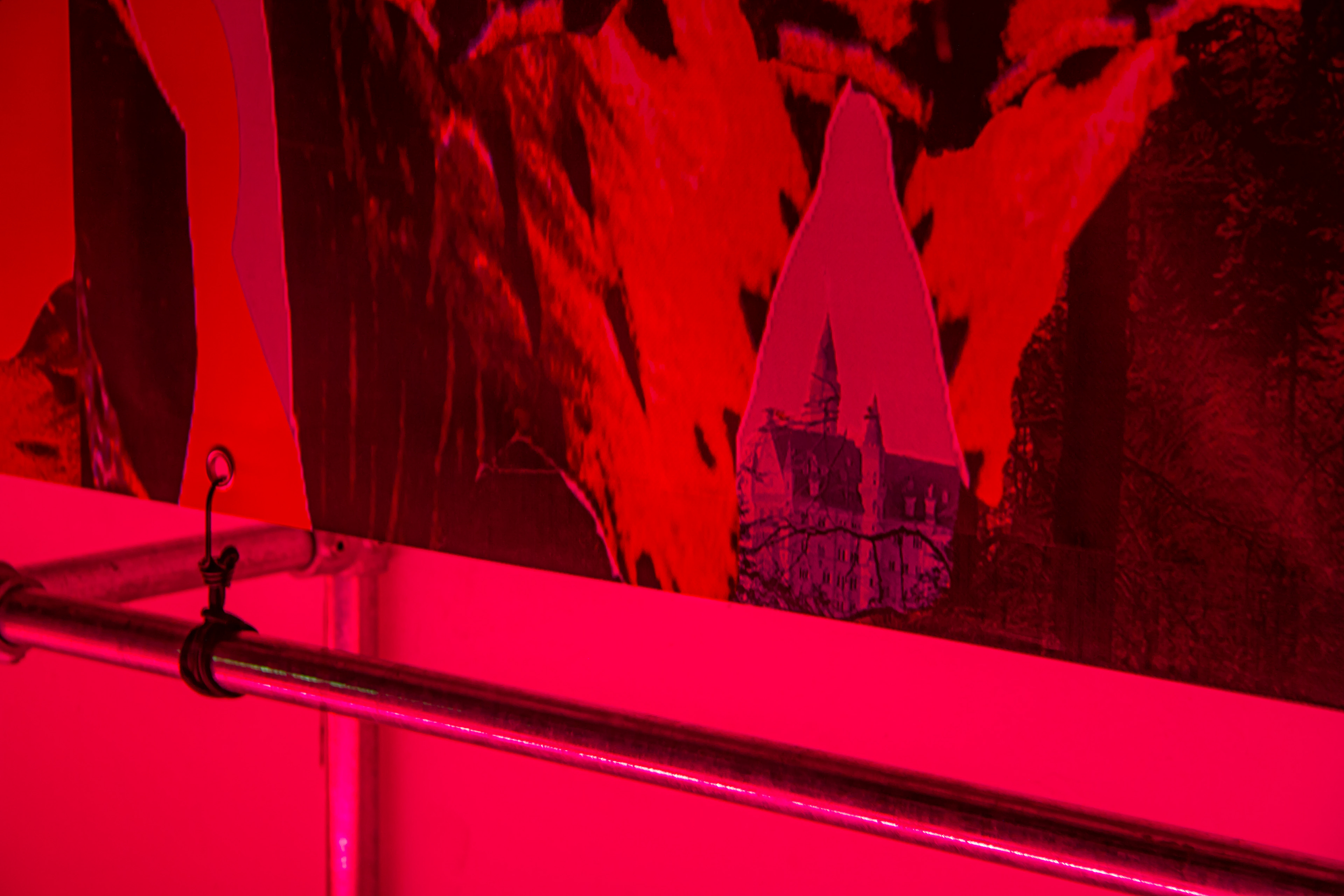 DREAMLAND (EXTENDED), at night, Mixed media installation, 1400 × 250 × 80 cm, 2020