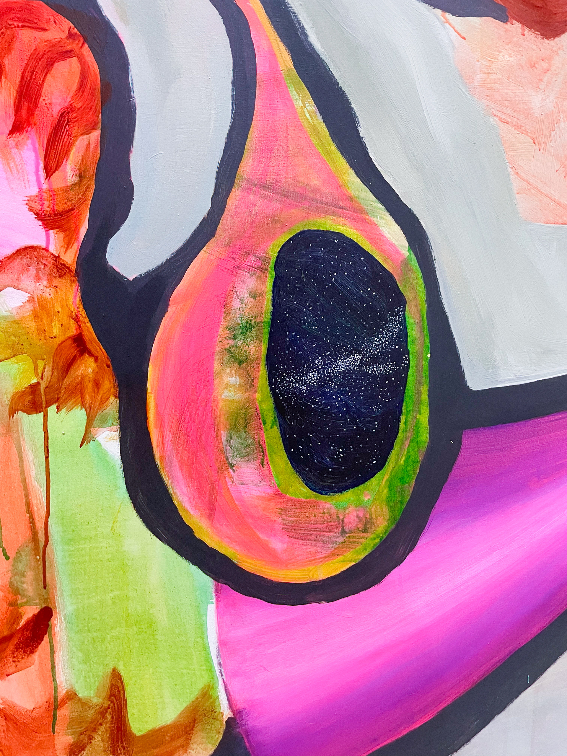 Füße, 2026, Acryl auf Leinwand, 70 × 90 cm (Detail)