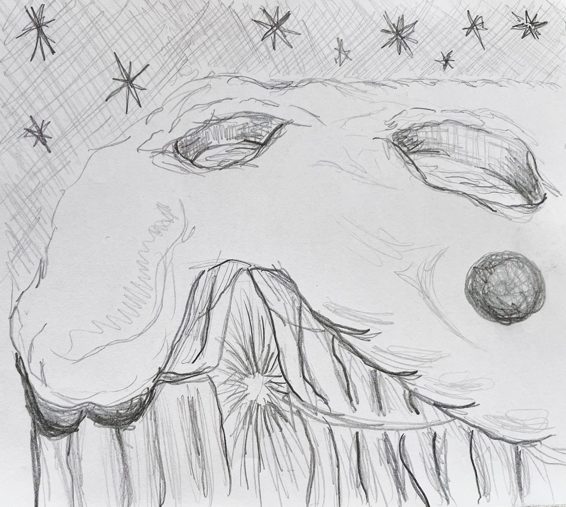 Höhle 4, 2025, Graphit auf Papier, 15 × 21 cm