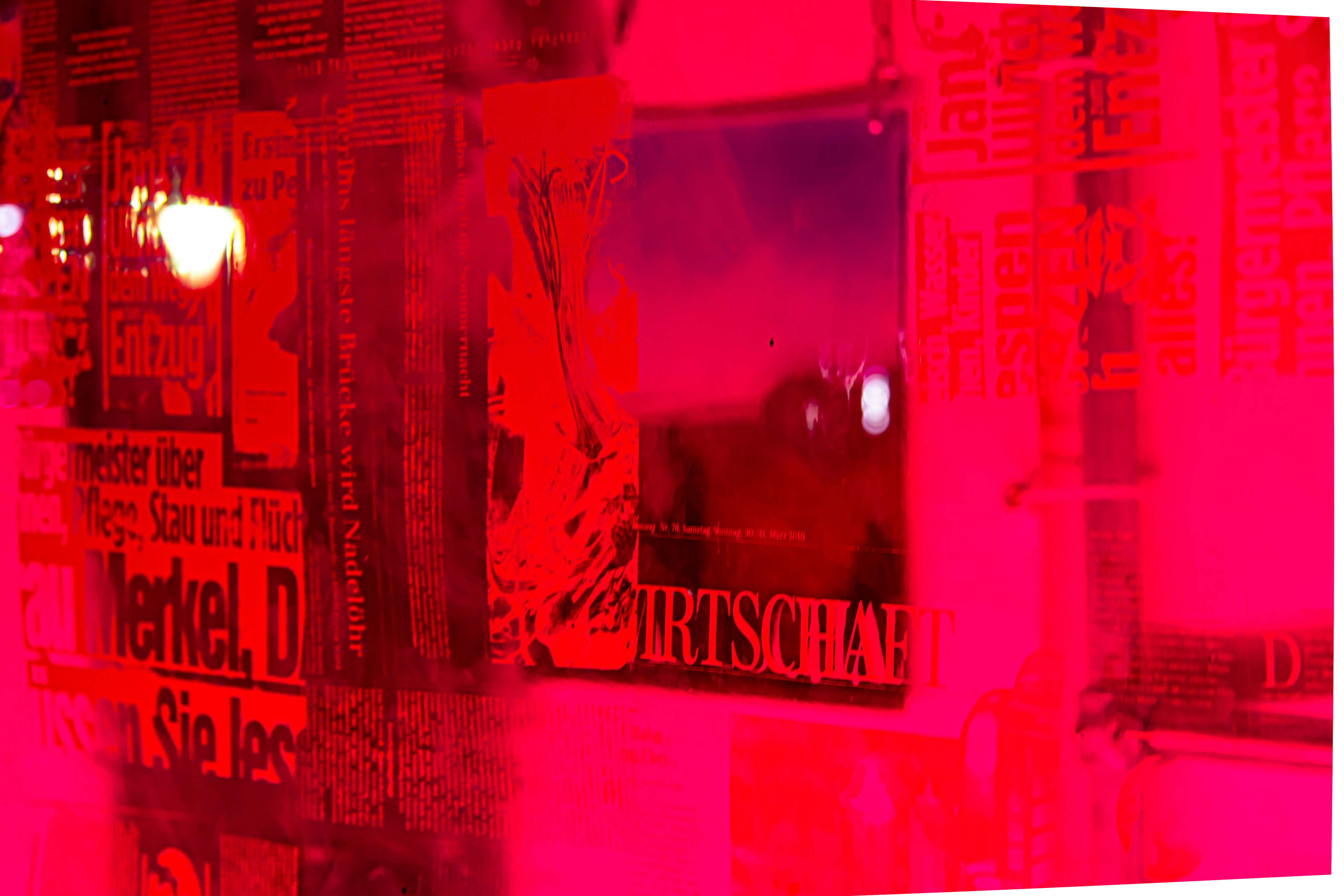 DREAMLAND (EXTENDED), at night, Mixed media installation, 1400 × 250 × 80 cm, 2020