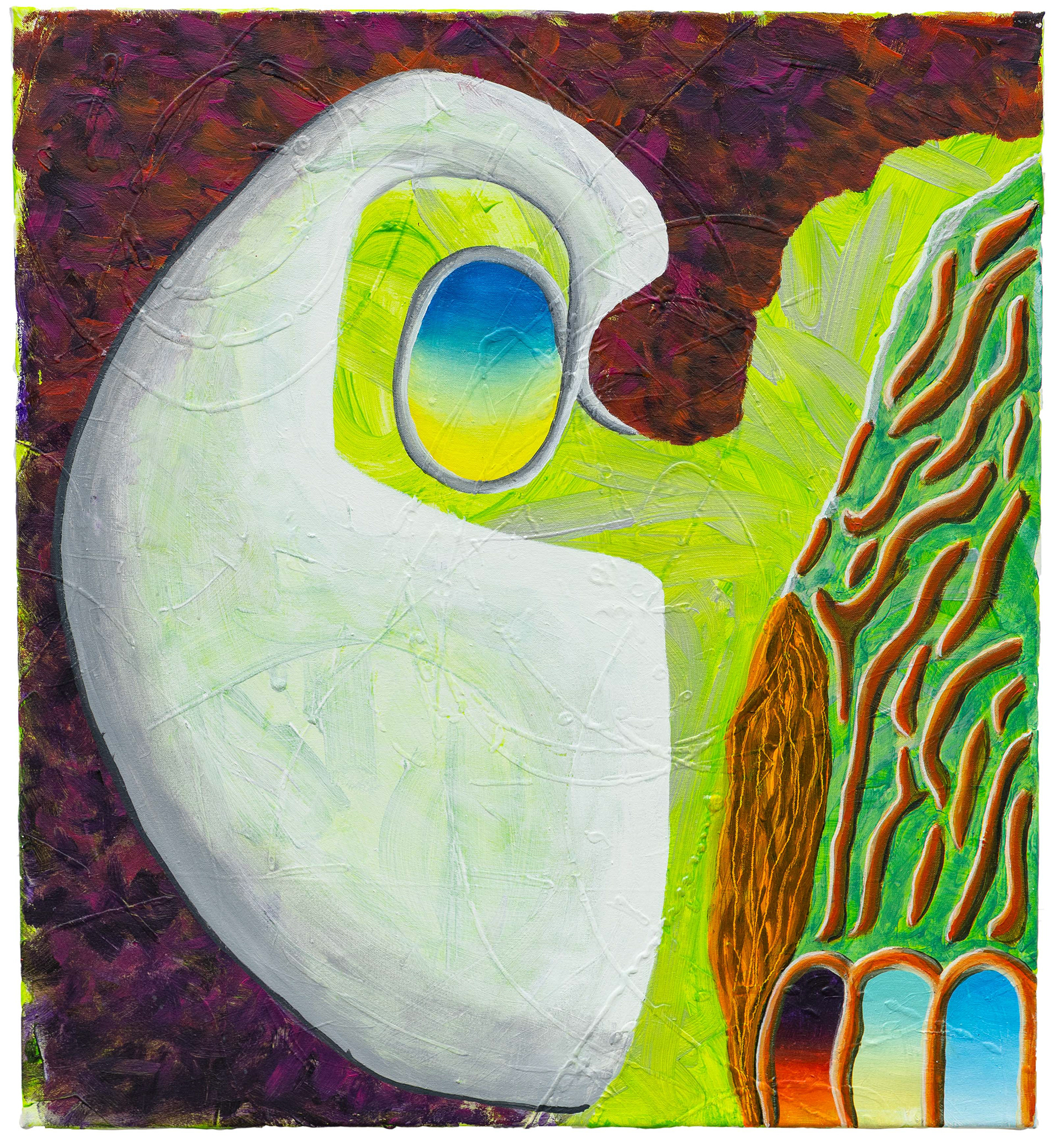 ZUG, Fenster, zeihen, ziehen, Oil, acrylic on canvas, 77 × 84 cm, 2021