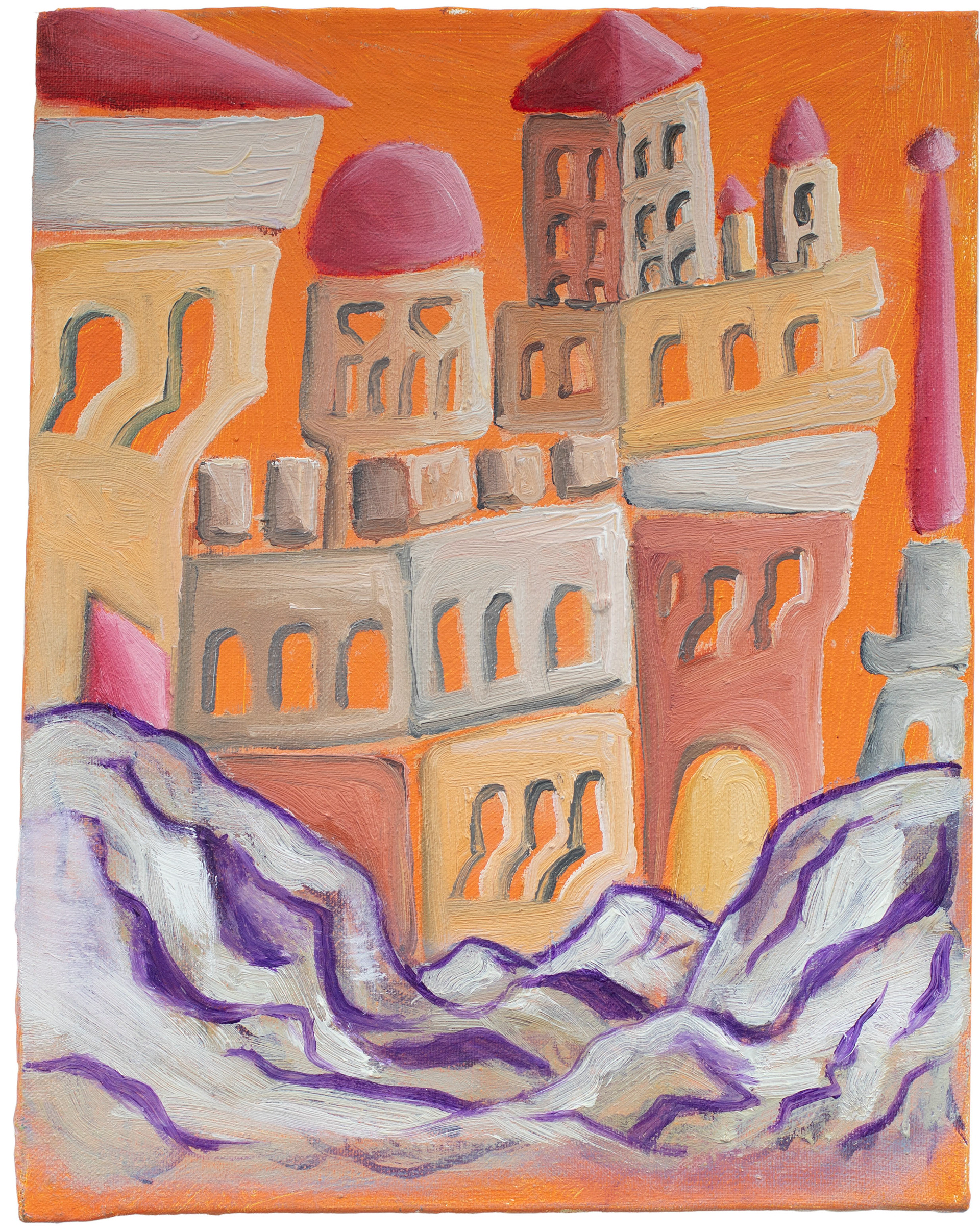 Skyline, 2024, Öl, Acryl auf Leinwand, 22 × 30 cm