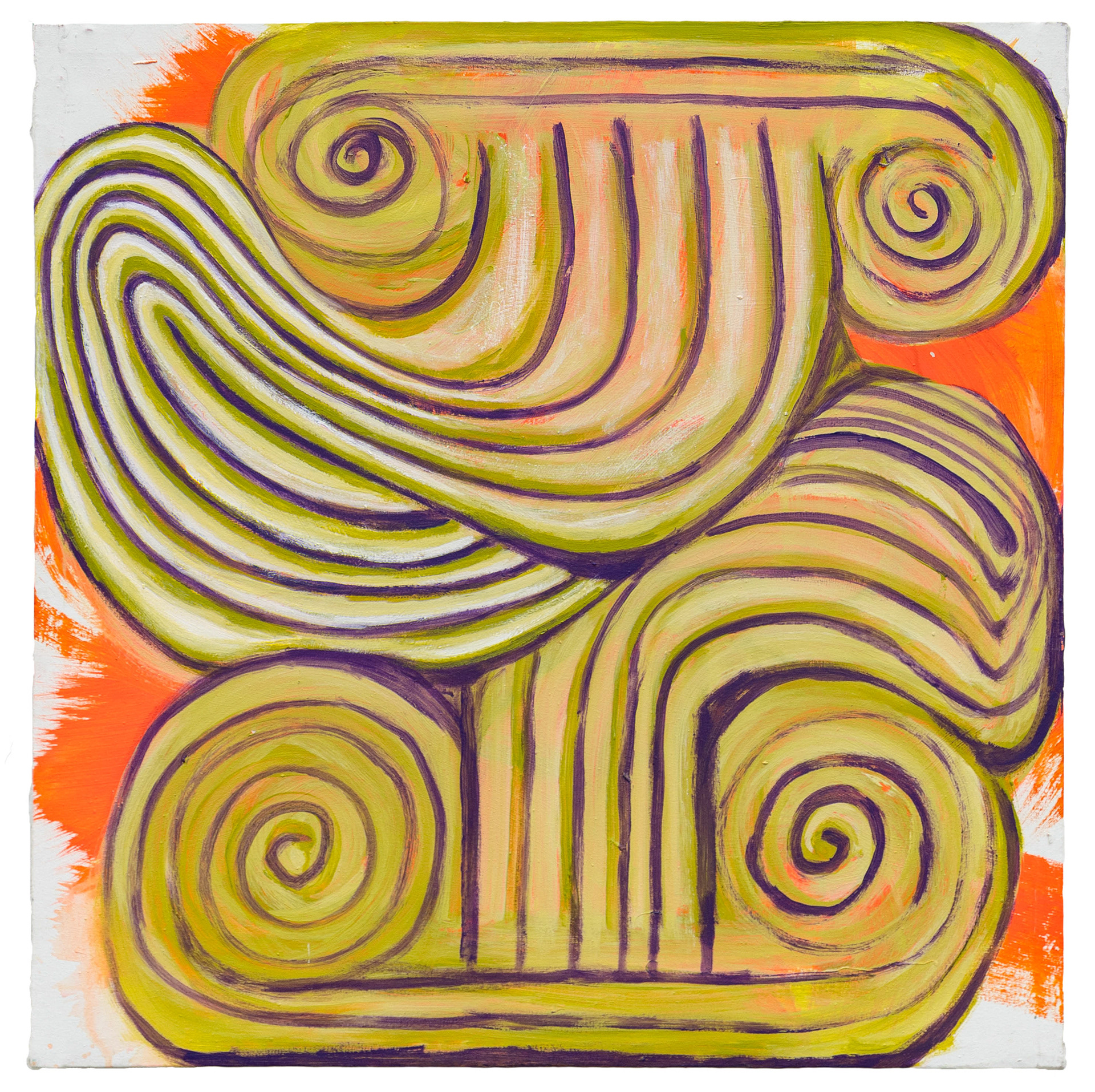 Die platonische Idee der Säule (Selbstporträt), Acrylic on canvas, 63 × 63 cm, 2022