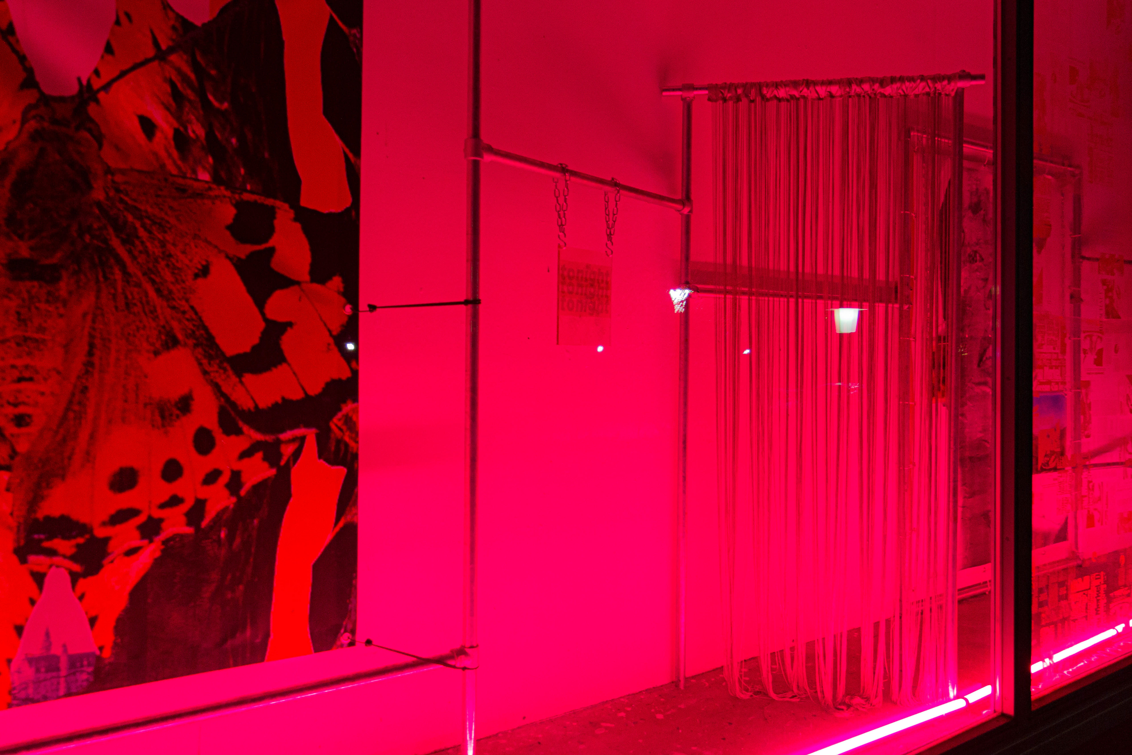 DREAMLAND (EXTENDED), at night, Mixed media installation, 1400 × 250 × 80 cm, 2020