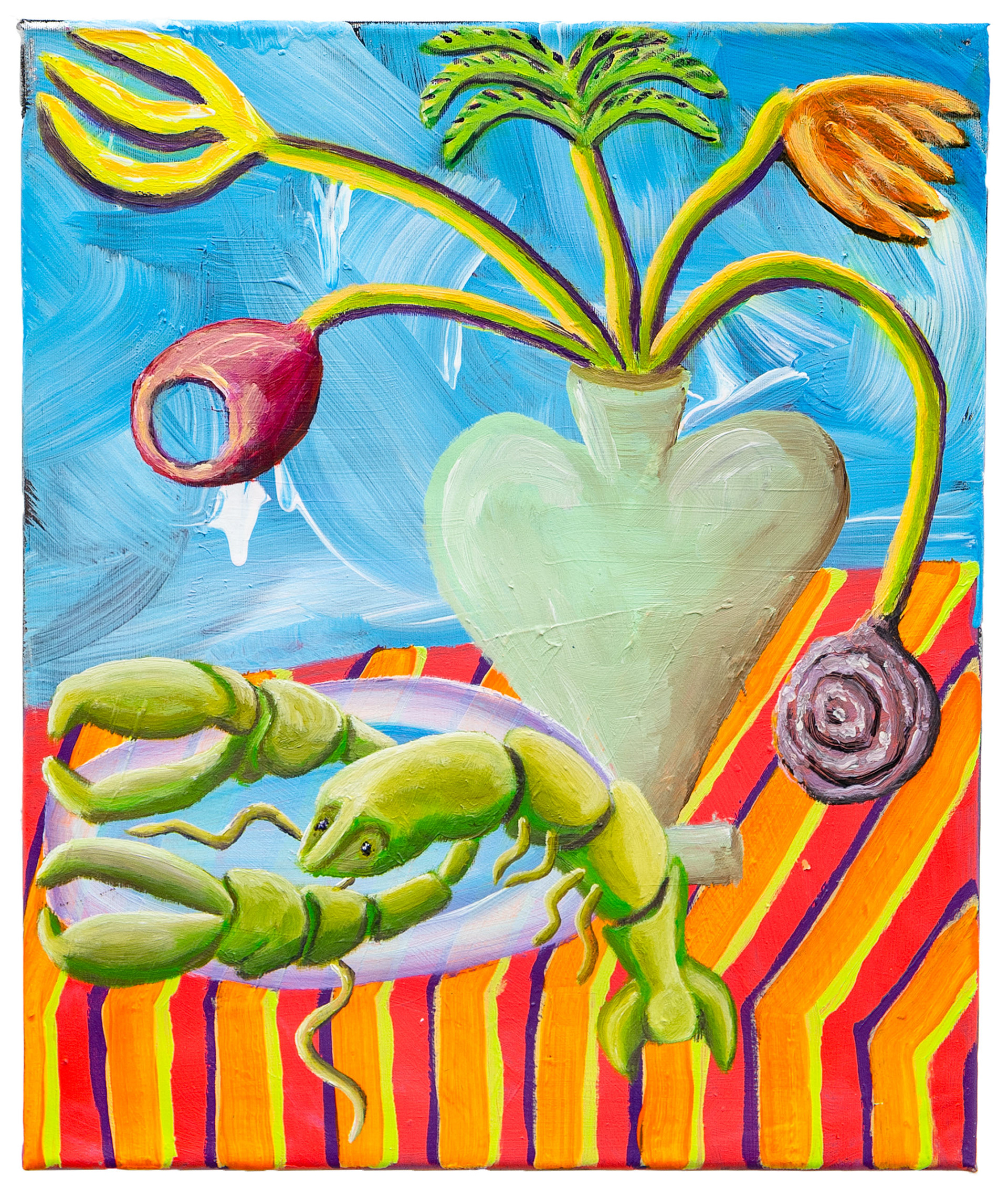 eines tages sterbe ich an hummer, 60 × 50 cm, Acrylic on canvas, 2021