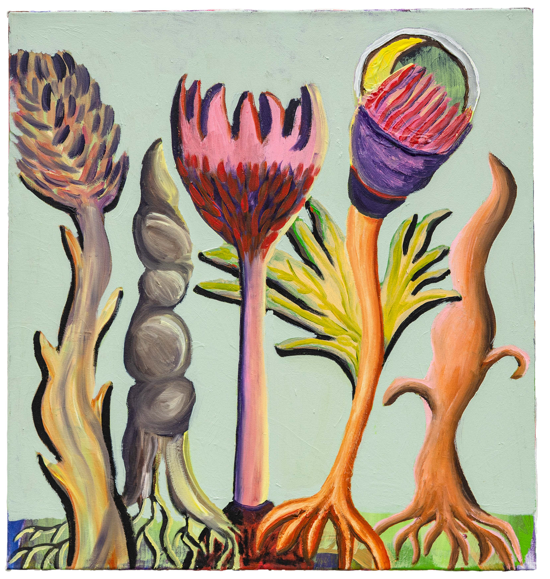 ICH ZEIGE IHNEN BLUMEN, Acrylic on canvas, 77 × 84 cm, 2021