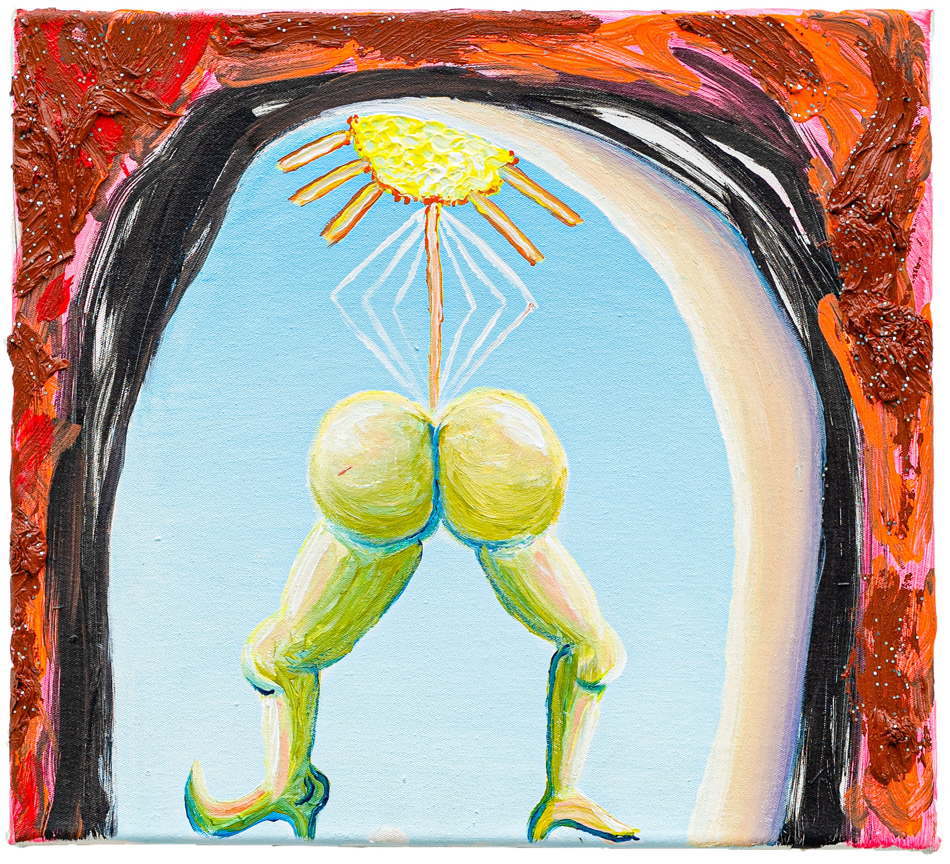 Solar Anus, Oil, acrylic on canvas, 38 × 28 cm, 2021