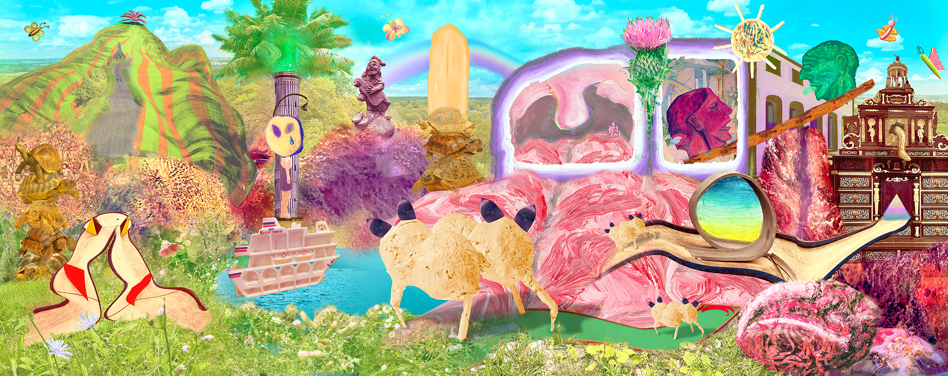 marching to the beat of desire, 2024 Digitale Collage, 280 ×  800 cm