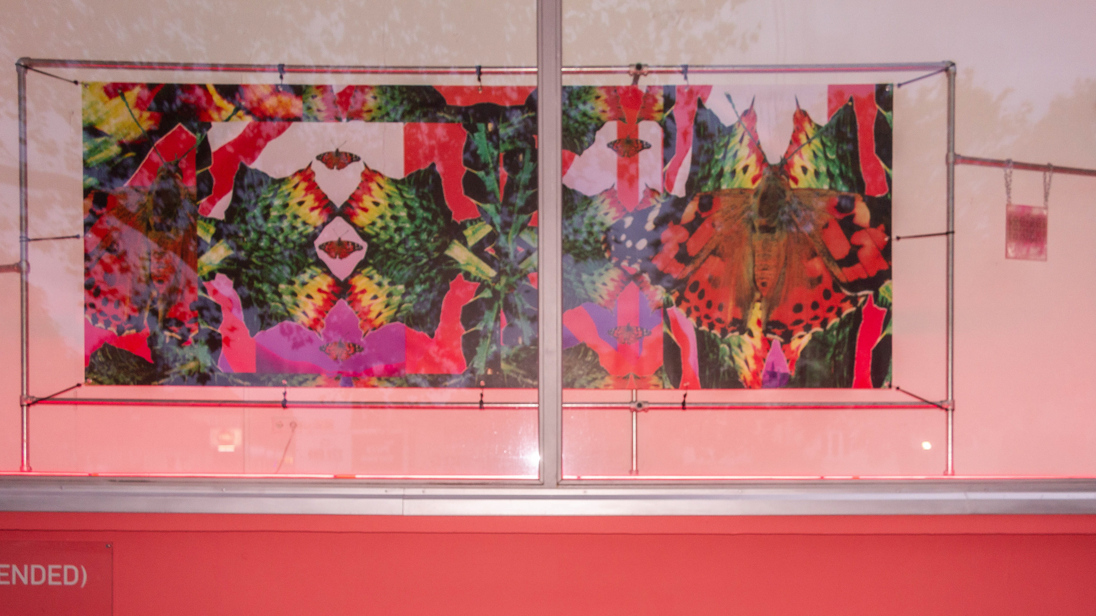 DREAMLAND (EXTENDED), at night, Mixed media installation, 1400 × 250 × 80 cm, 2020