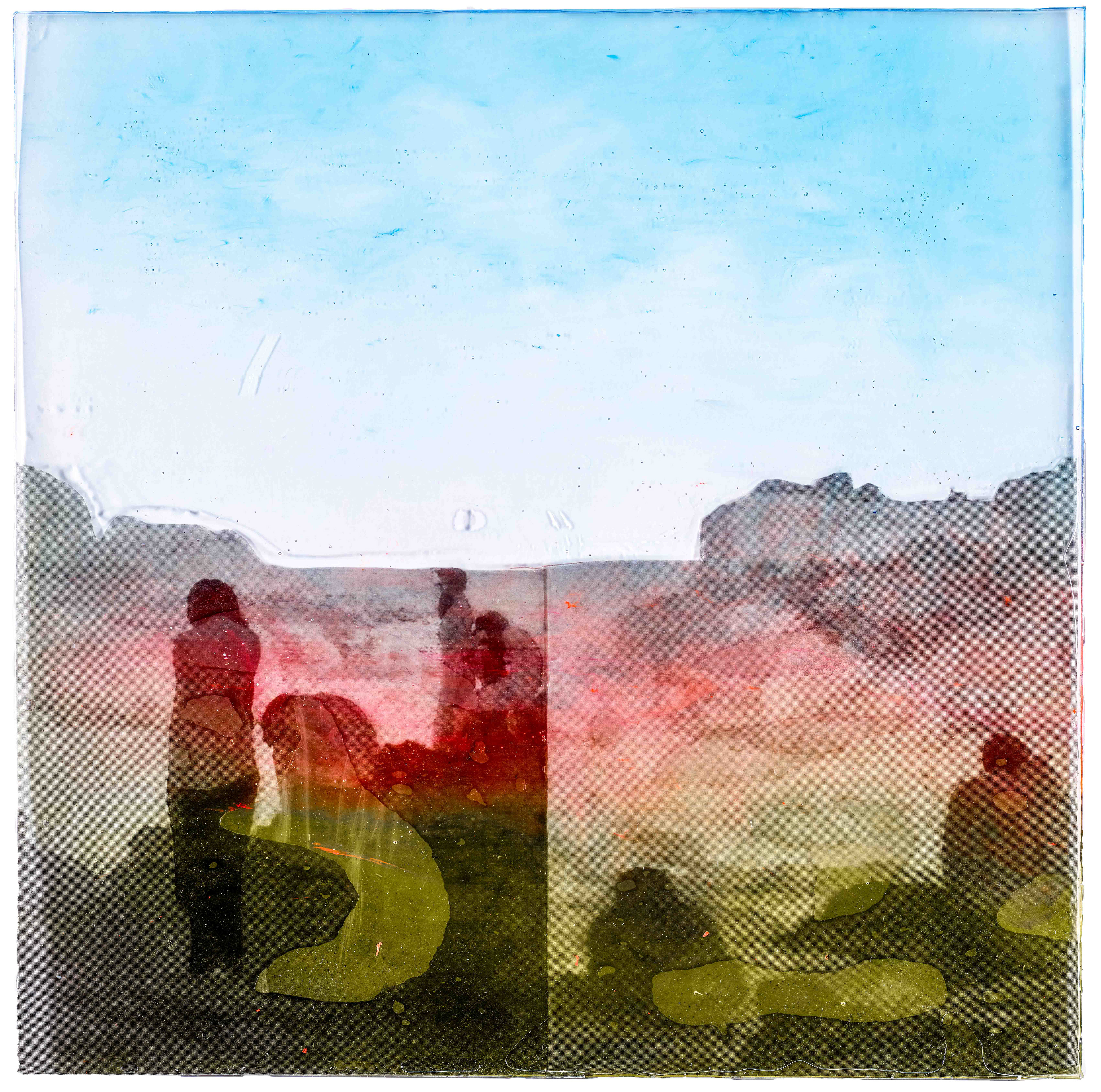 Die Goldene Insel, Collage in epoxy, 39 × 39 cm, 2020