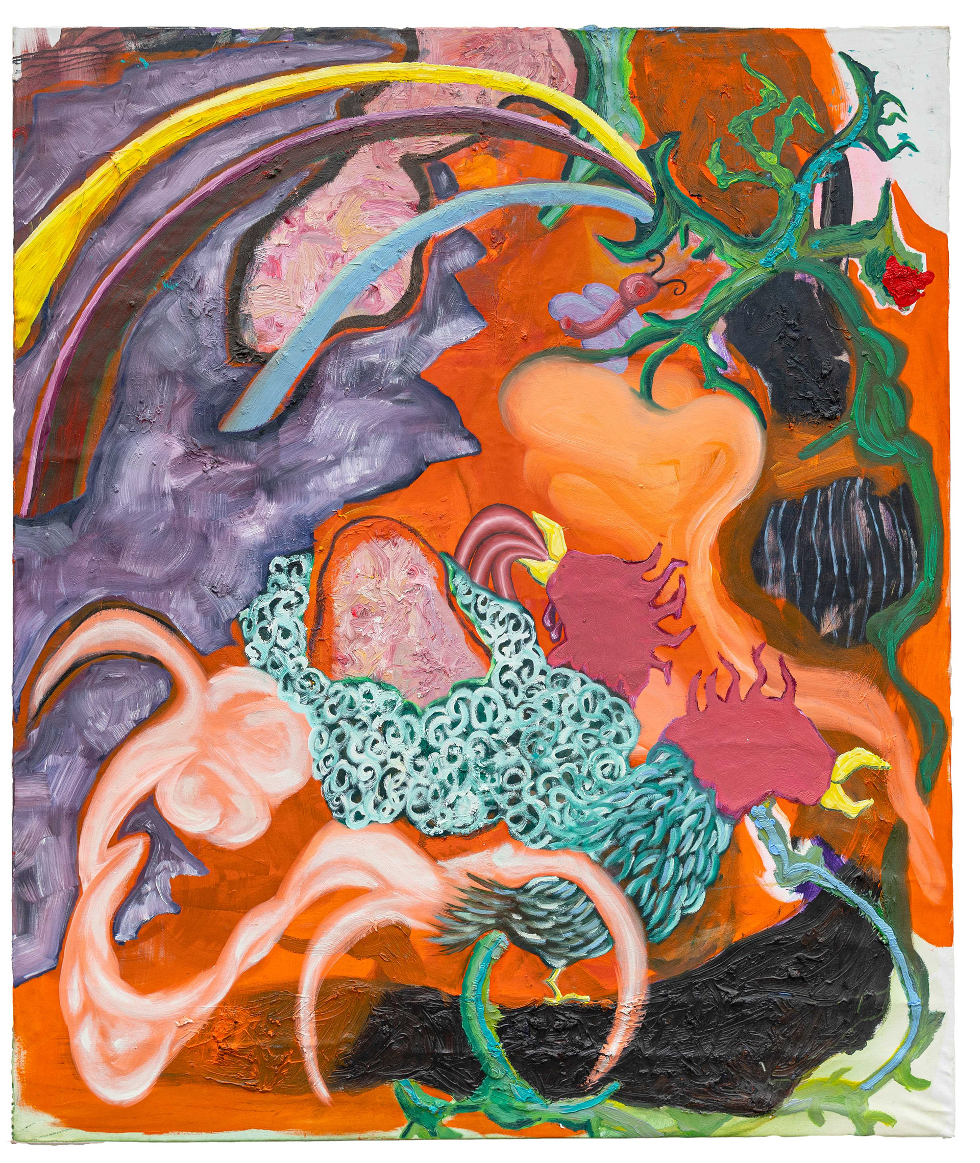 le coq, Oil, acrylic on canvas, 180 × 200 cm, 2022