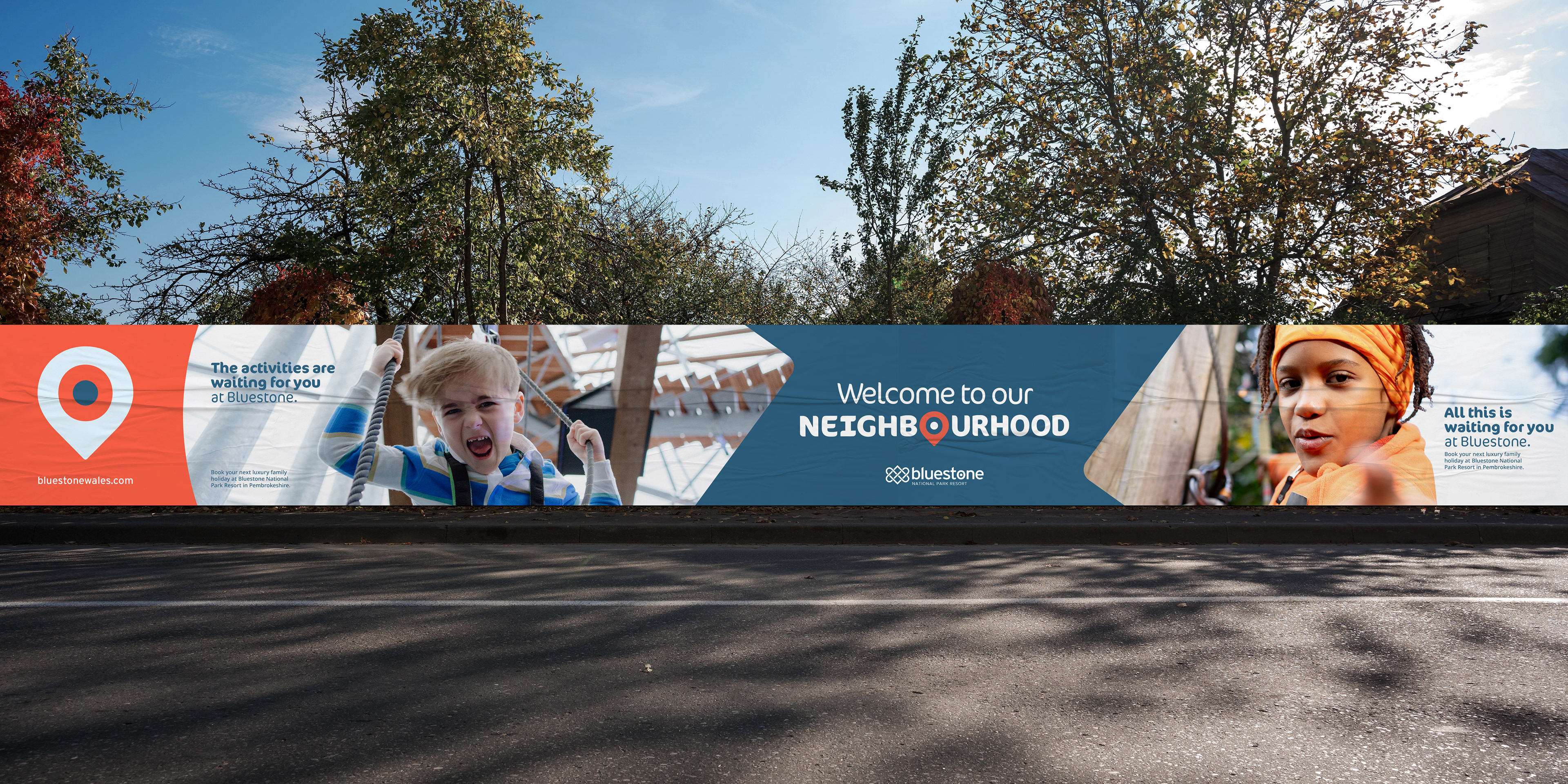 Bluestone Welcome to the Neighbourhood Campaign Outdoor Hoarding cardiff creative art director