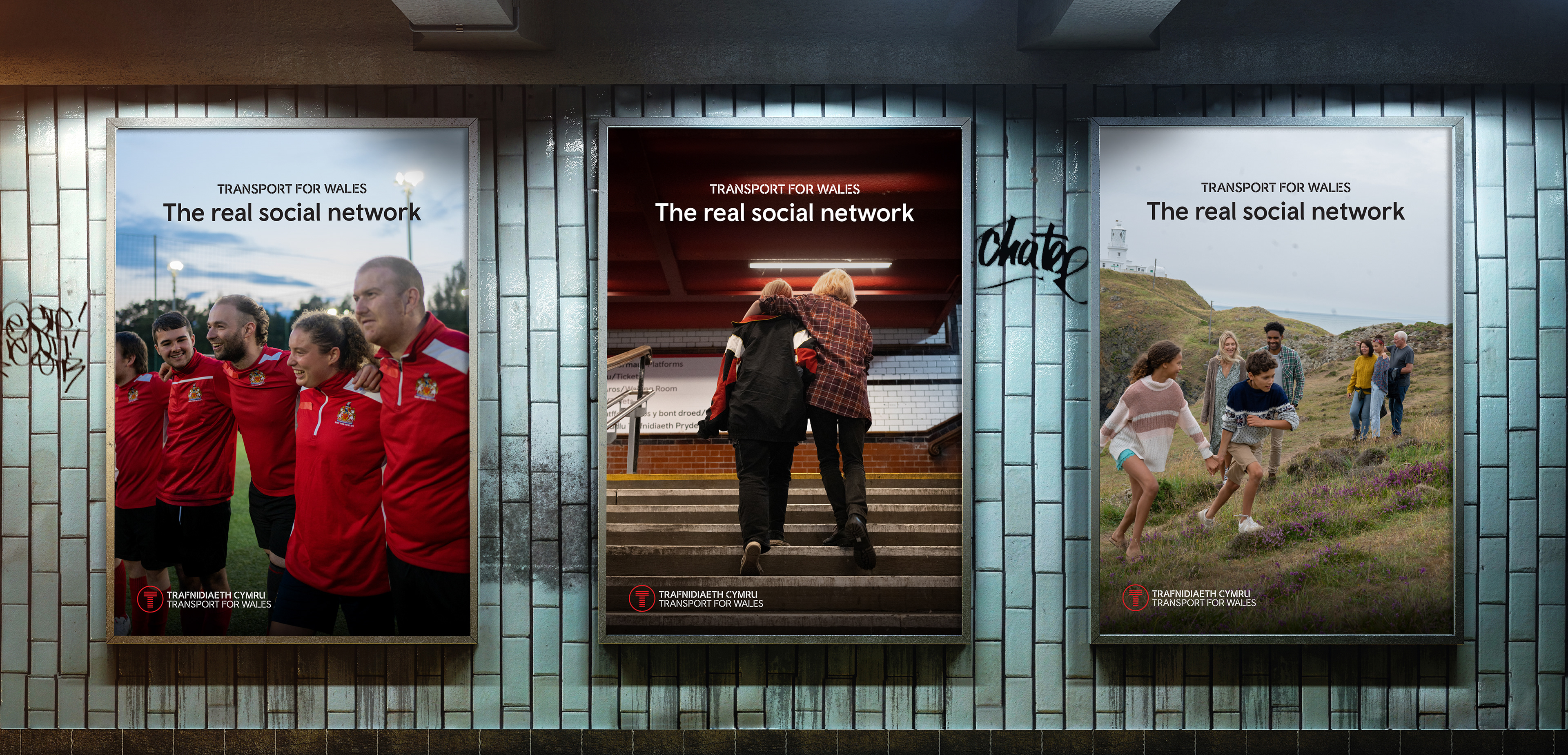 Transport for Wales The Real Social Network train station posters Cardiff creative art director