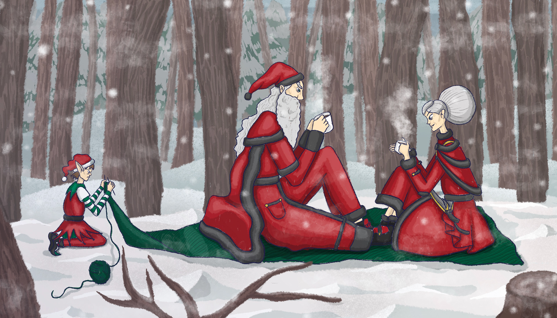 A Dystopian Christmas. The elf is overworked and underpaid even on holidays.