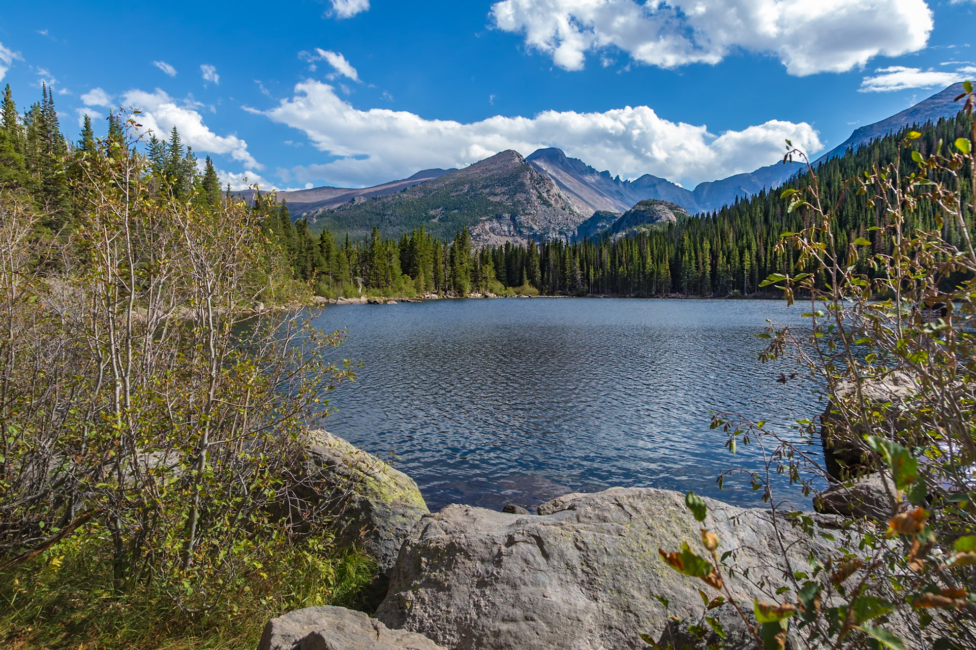 180918_077 Boulders along the shoreline of Bear Lake in Rocky Mountain National Park, Colorado