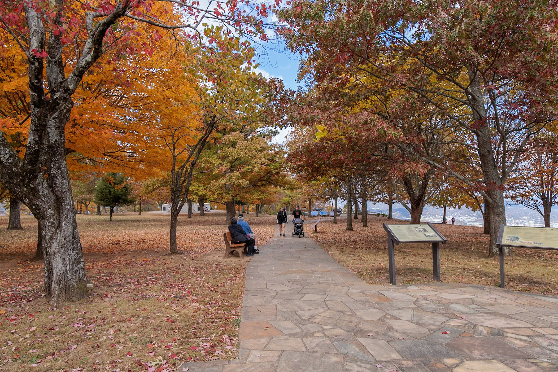 231026_089 Bright fall colored leaves on the trees in the Chickamauga and Chattanooga National Military Park on Lookout Mountain in Chattanooga, Tennessee, USA