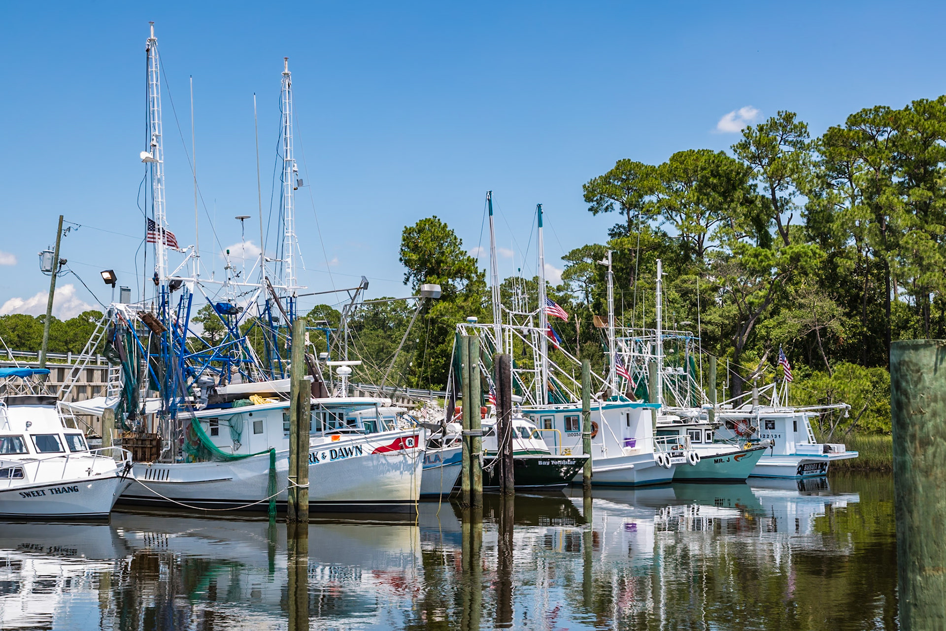 160701_105 Commercial fishing boats in the Ocean Springs Harbor along the Mississippi Sound in Ocean Springs, Mississippi