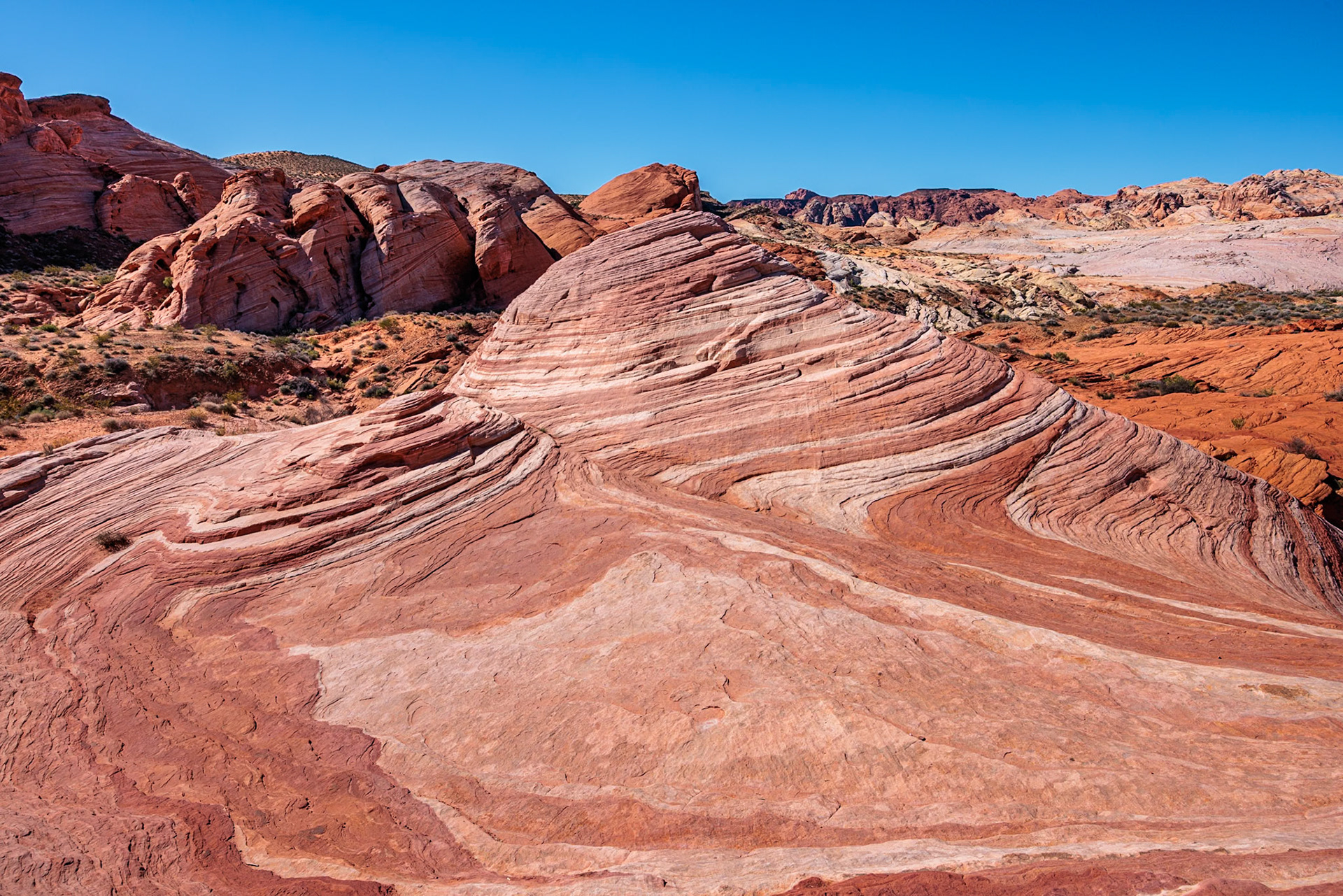 230330_121 Layered rock formations along the Fire Wave Trail at Valley of Fire State Park near Overton, Nevada