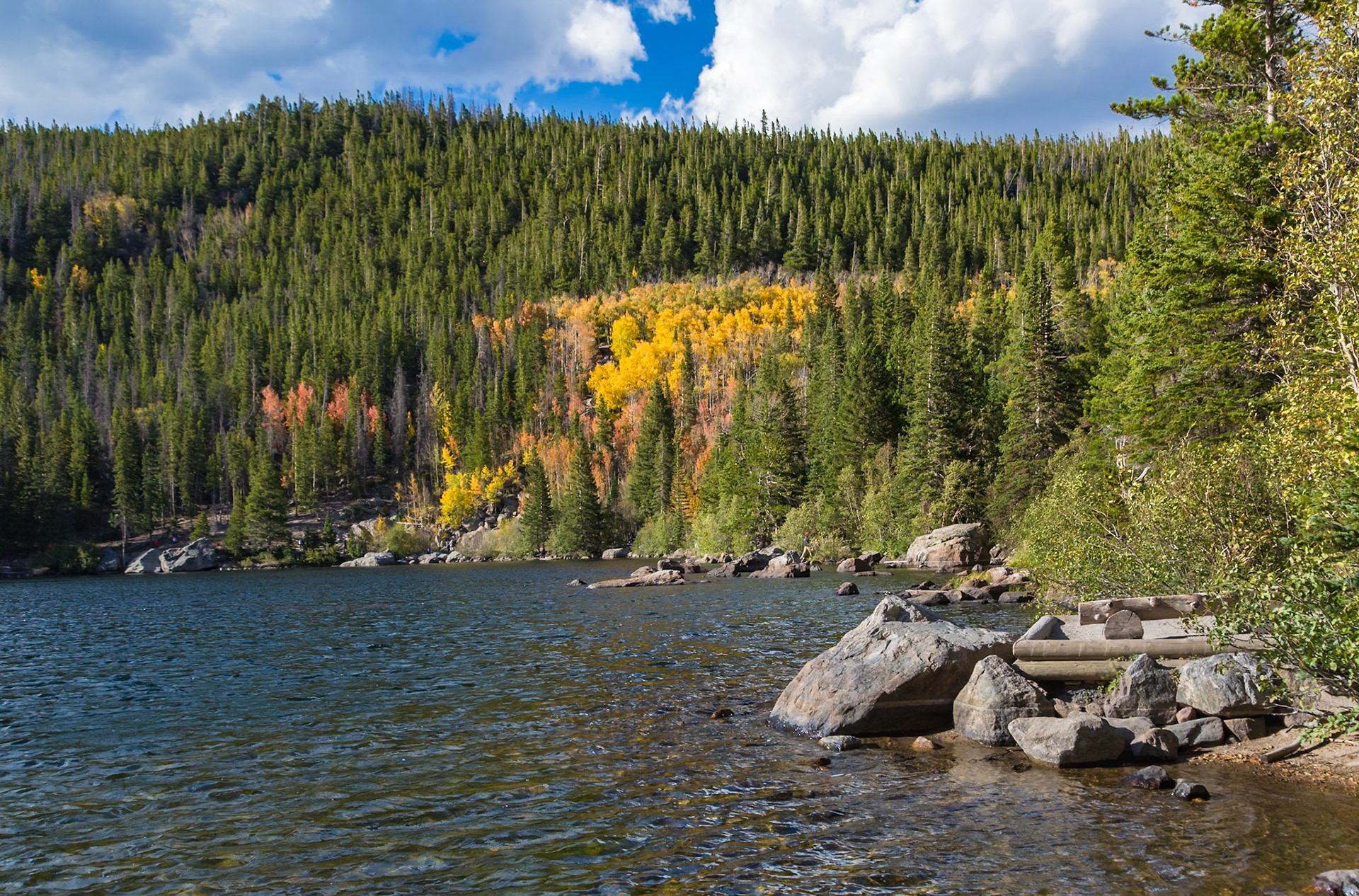 180918_145 Boulders along the shoreline of Bear Lake in Rocky Mountain National Park, Colorado