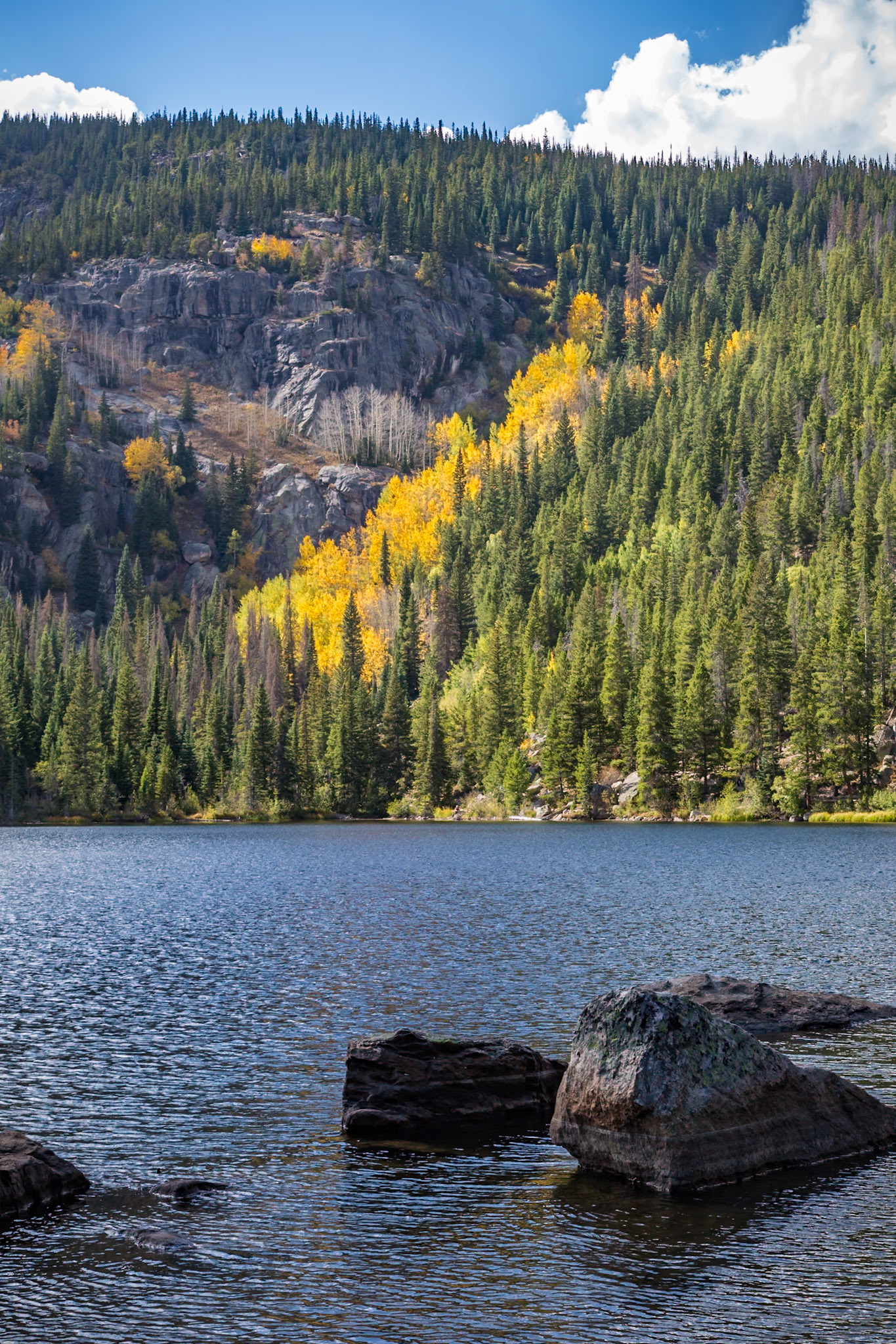 180918_055 Boulders along the shoreline of Bear Lake in Rocky Mountain National Park, Colorado