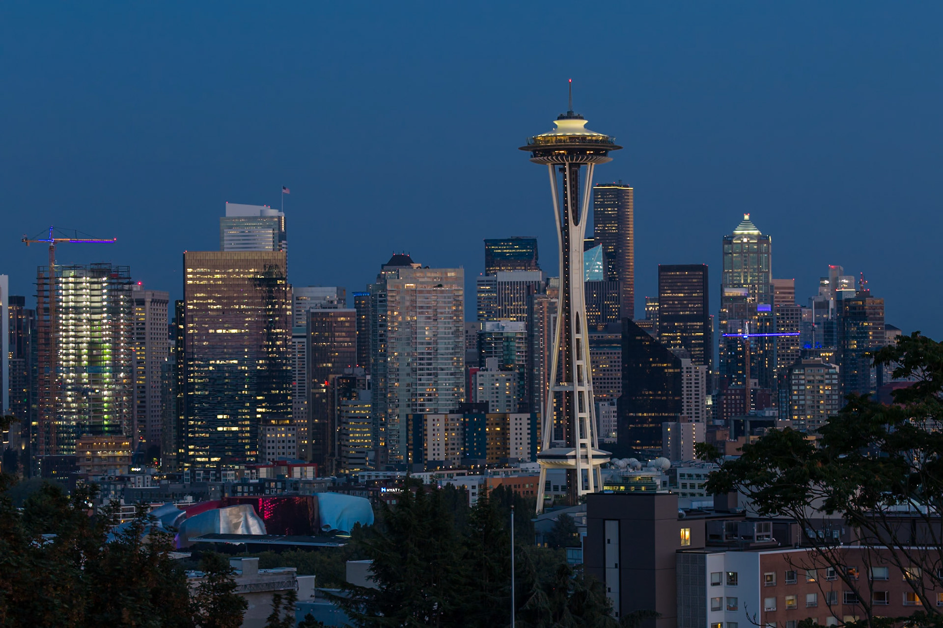 180904_104 Night time view of downtown Seattle, Washington from Kerry Park