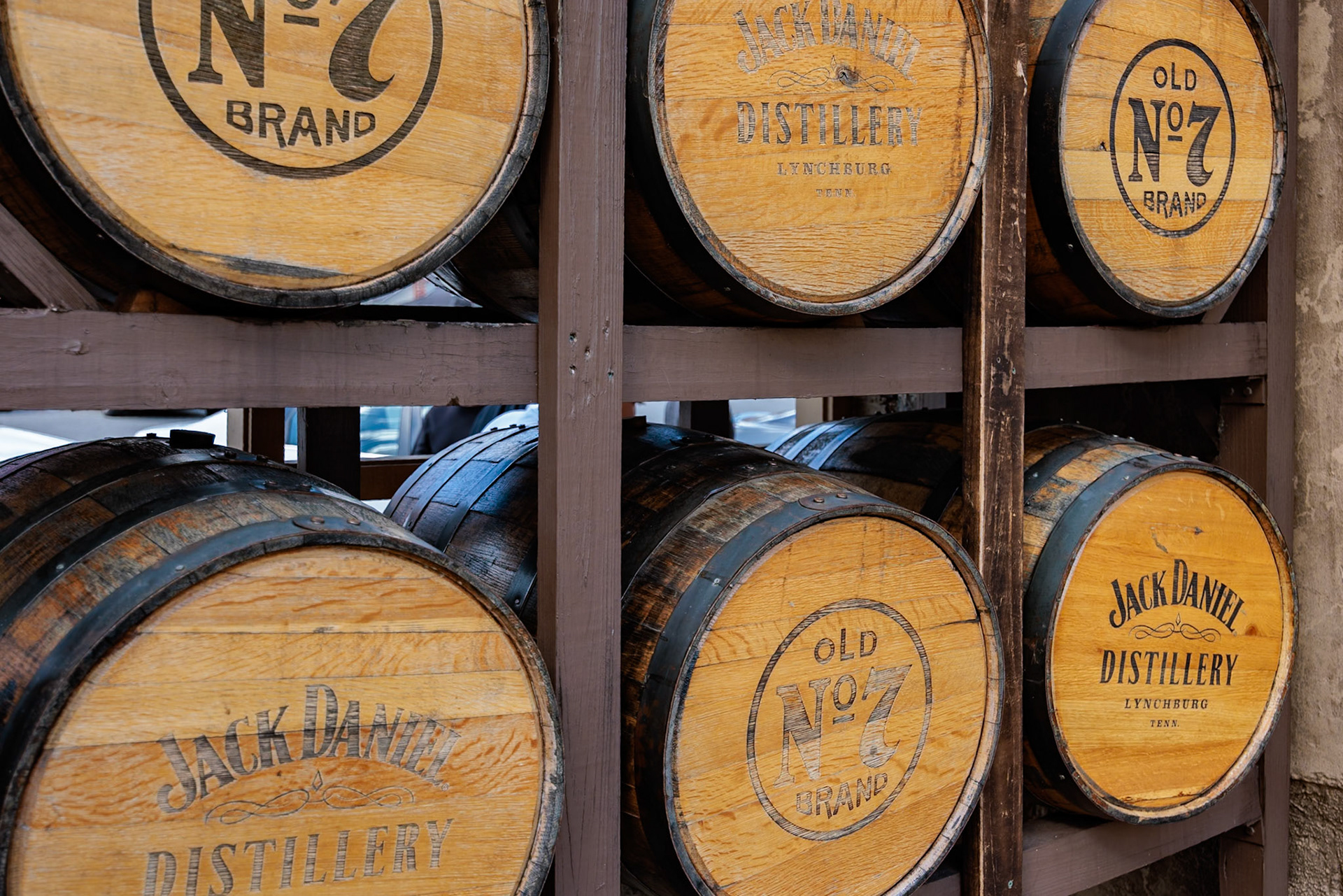 231020_119 Barrels of whiskey aging in one of the barrel houses at the Jack Daniel Distillery in Lynchburg, Tennessee