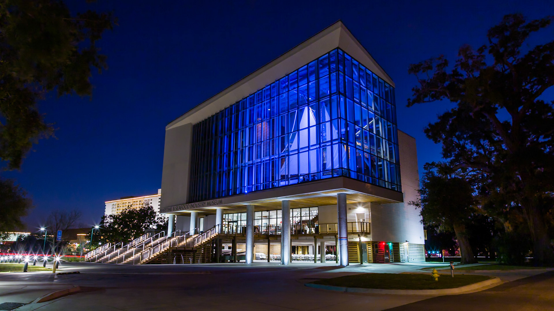 160123_250 Maritime &amp; Seafood Industry Museum in Biloxi, Mississippi lit up at night