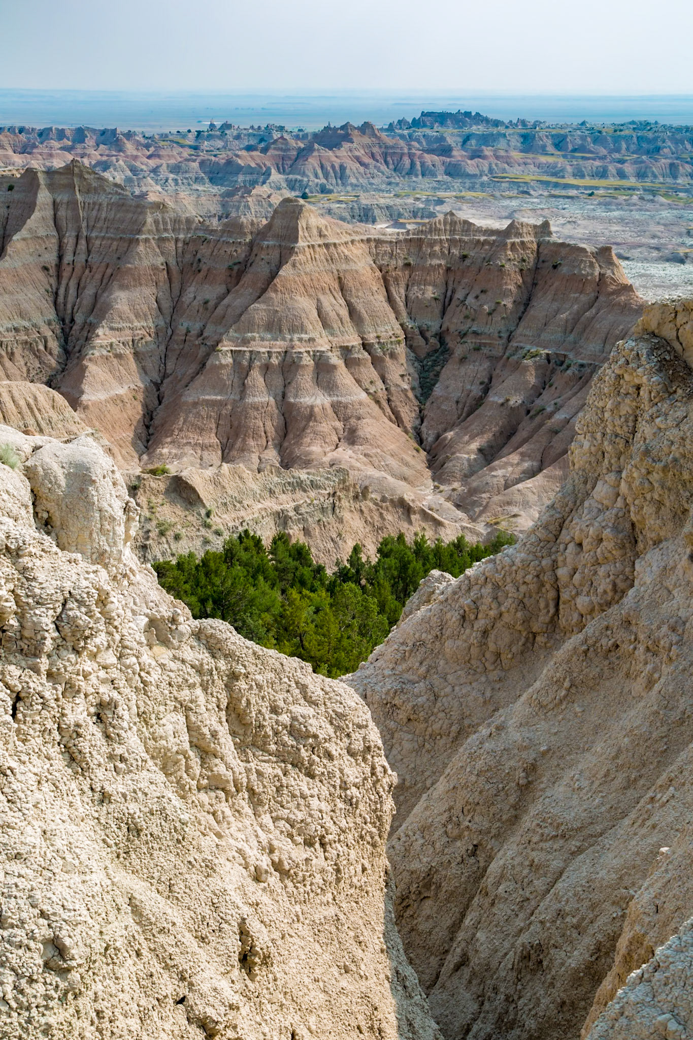 180816_166 Erosion exposes colorful layers of sedimentary rock  in the Badlands National Park in South Dakota, USA
