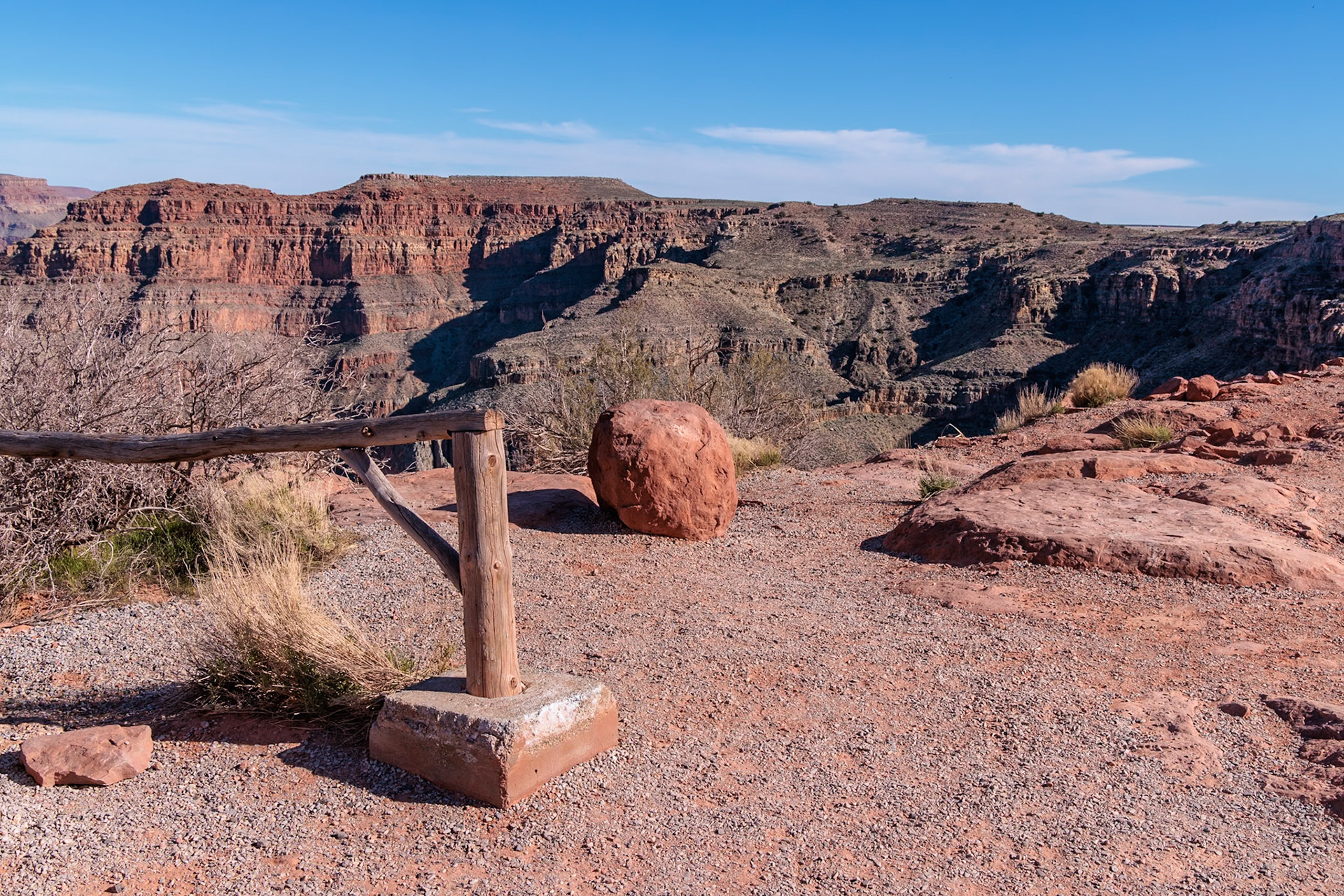 230405_239 Boulder at the edge of the canyon at Guano Point area of Grand Canyon West near Peach Springs, Arizona