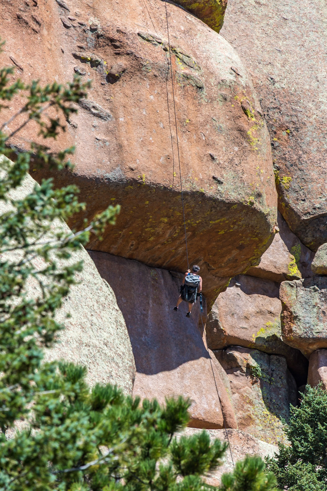 180811_057 Man rock climbing in the Vedauwoo Recreation Area of Medicine Bow National Forest in Wyoming