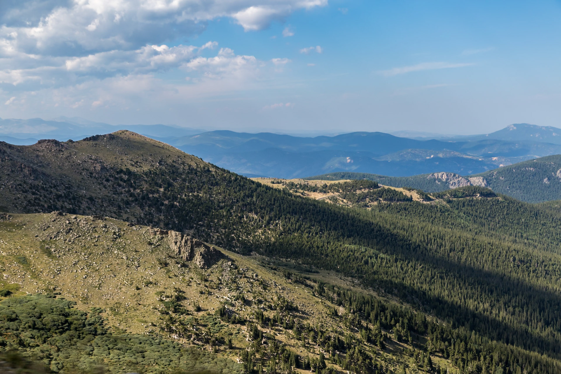 mountain view above the tundra line of Mount Evans in the Rocky Mountains of Colorado