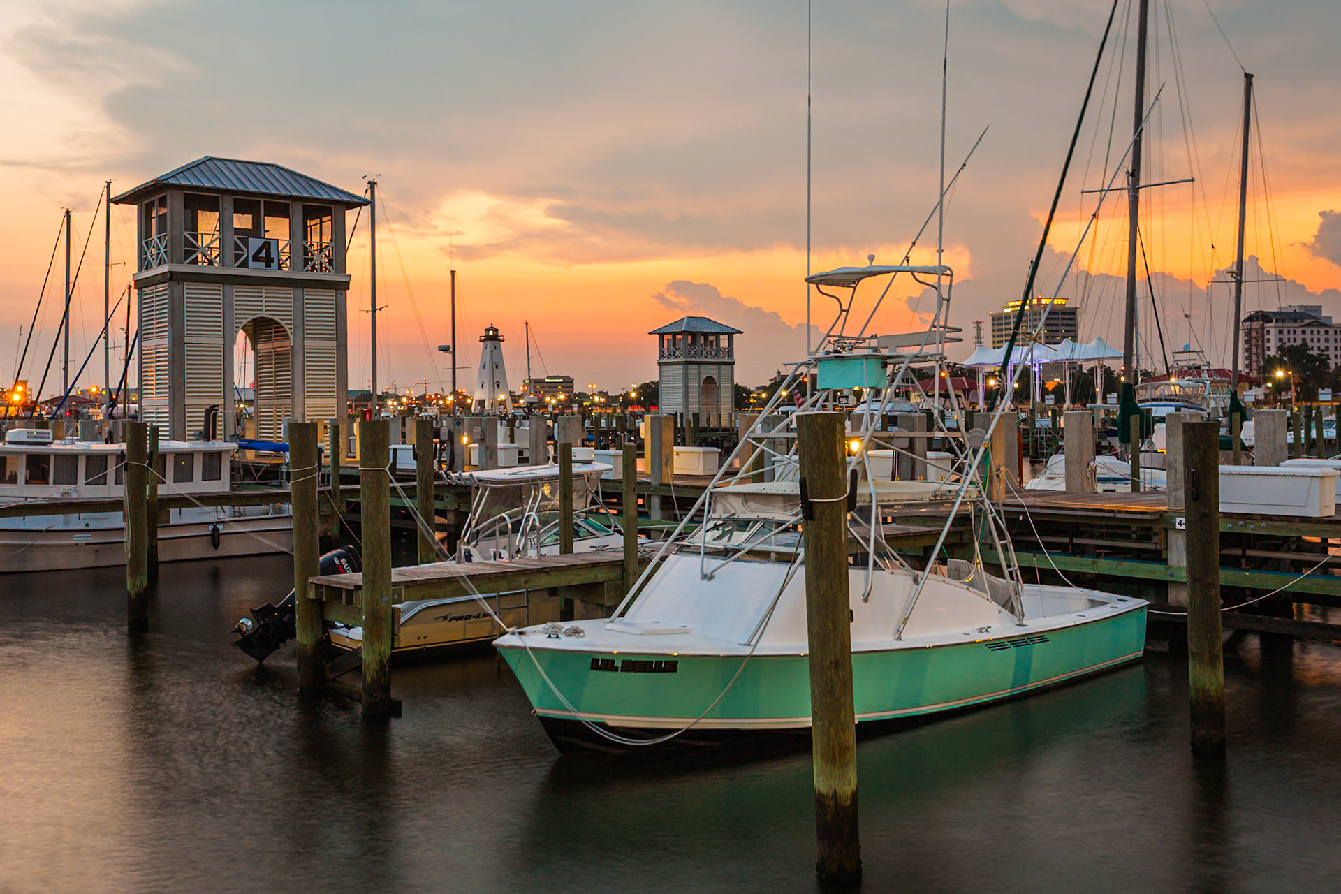140805_011 Sunset at the Gulfport Municipal Harbor in Gulfport, Mississippi