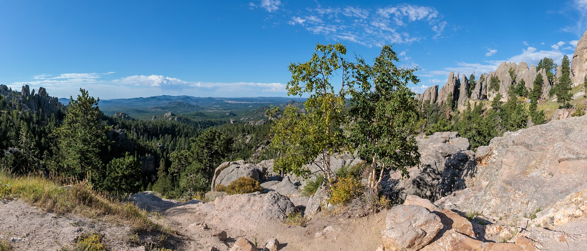 240821_111-Pano Valley and rock formations in the Needles area of Custer State Park, South Dakota, USA