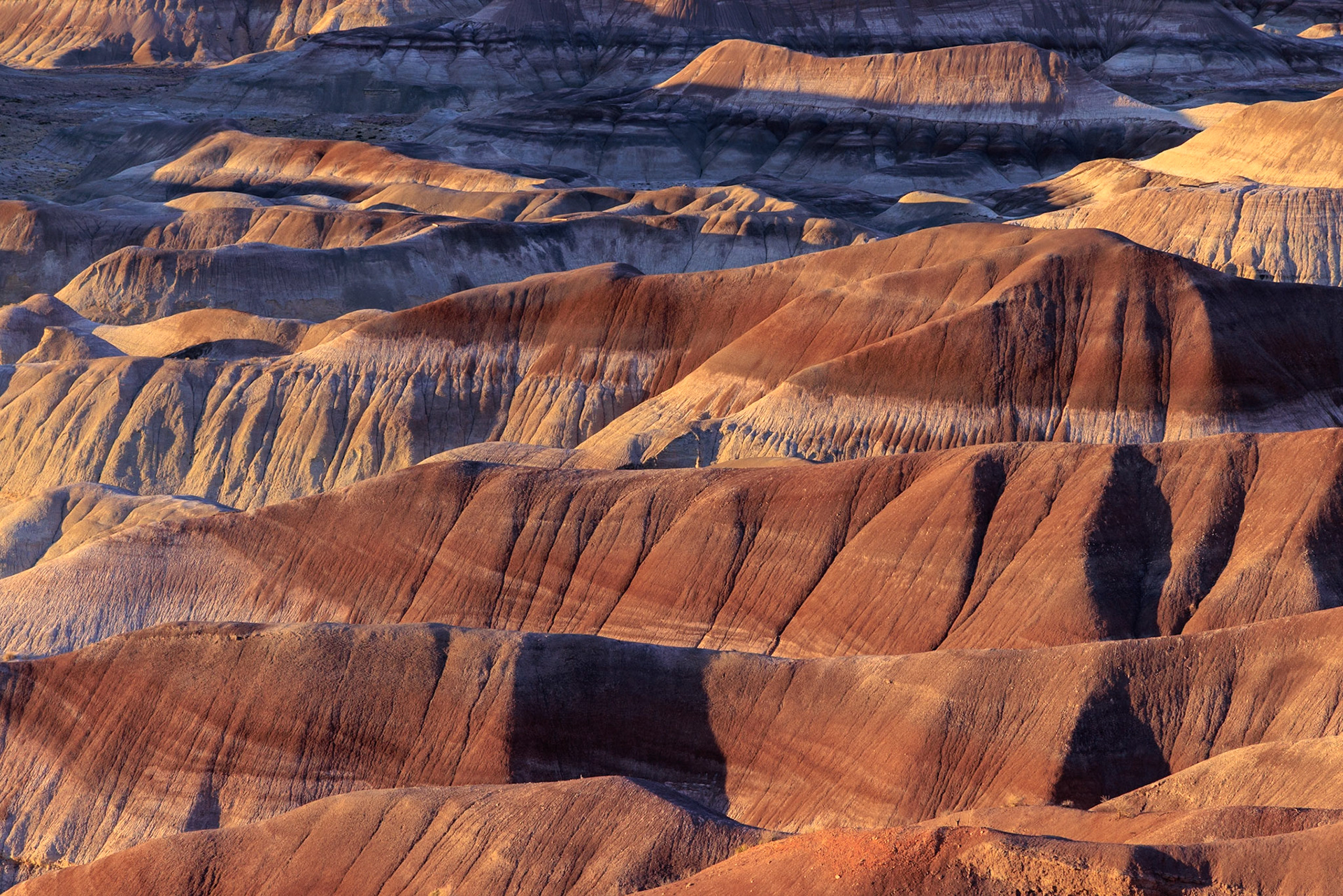 Colorful deposits of the Chinle Formation exposed at Little Painted Desert County Park near Winslow, Arizona