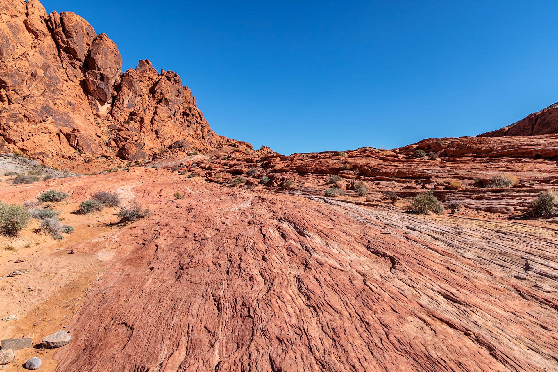 230330_112 Layered rock formations along the Fire Wave Trail at Valley of Fire State Park near Overton, Nevada